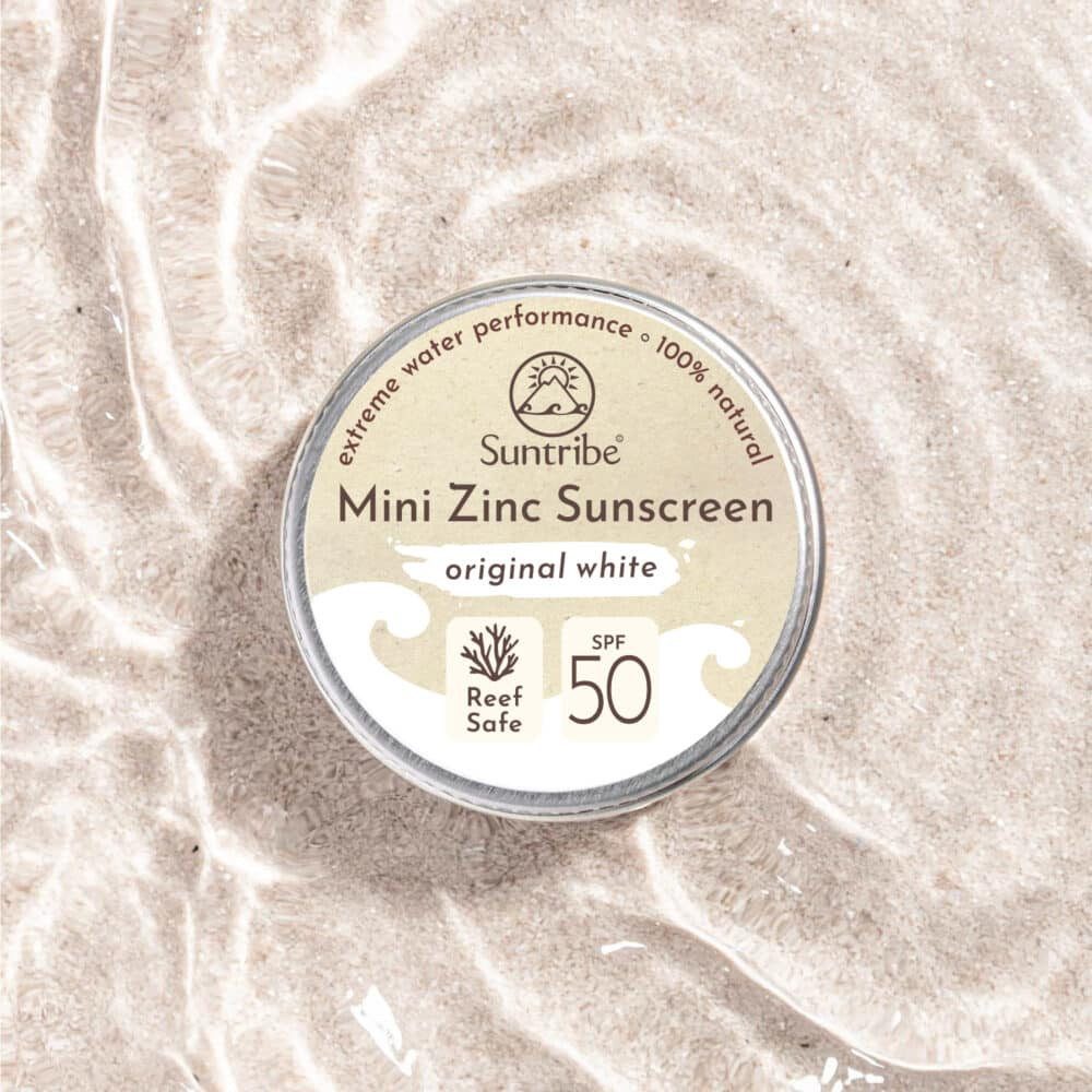 Suntribe Sonnenschutzcreme BIO Mineralisch Zinksonnencreme Gesicht & Sport LSF 50 Farbe Weiß, 1 Aluminiumdose 15 g, 100% Natur