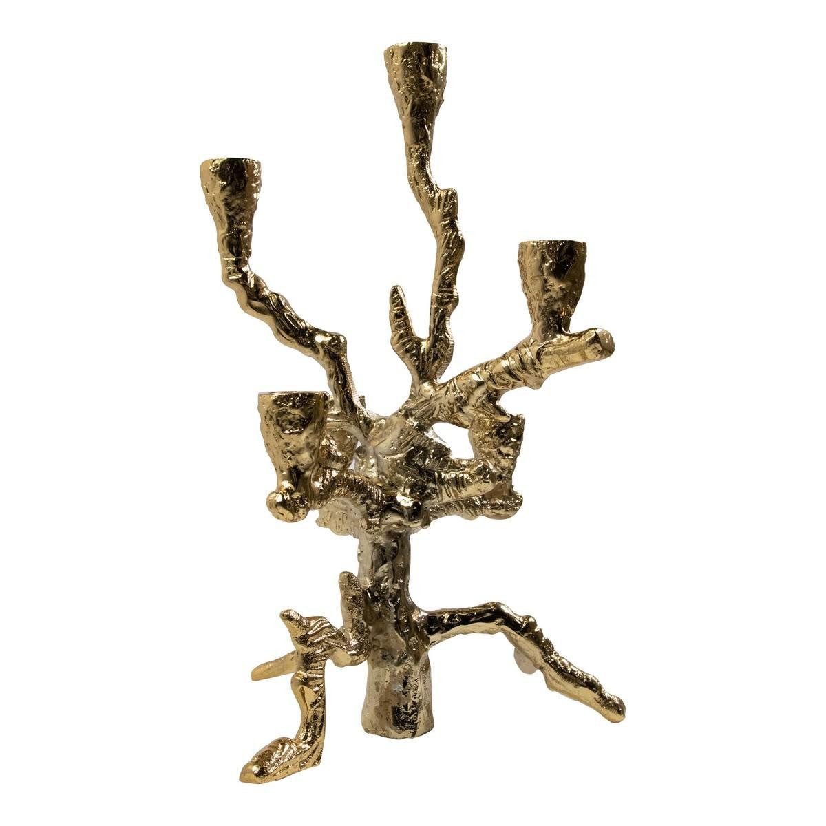 INNA-Glas Kerzenhalter Kerzenständer Ast ALJOSCHA, aus Aluminium, für Stabkerzen, gold, 40cm