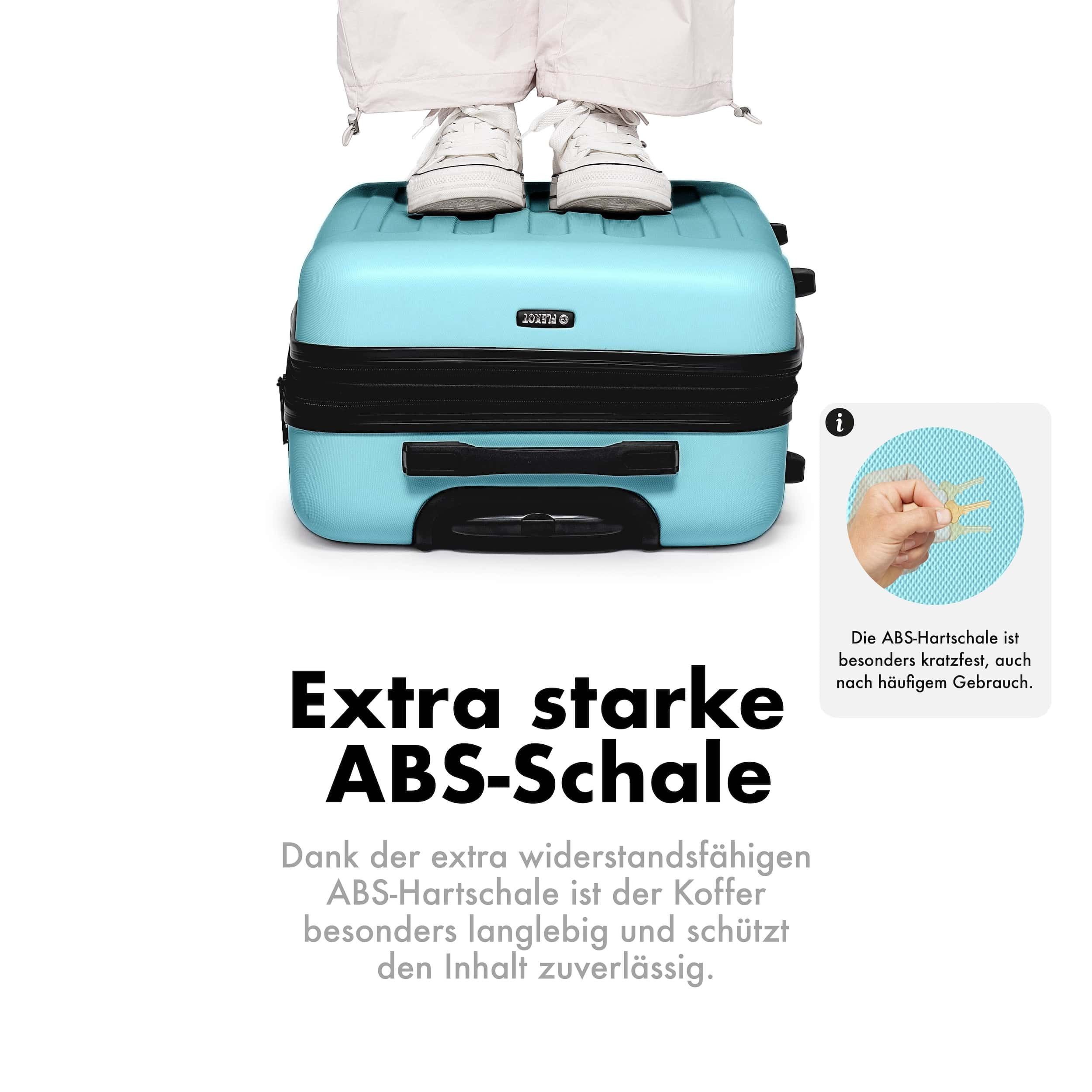 Flexot Hartschalen-Trolley F-3045 (Gr. M, L, XL) – Kofferset – ABS-Hartschale, 4 Rollen, Robuster und moderner Koffer mit vier 360° Rollen und Zahlenschloss – Bild 4 von 5