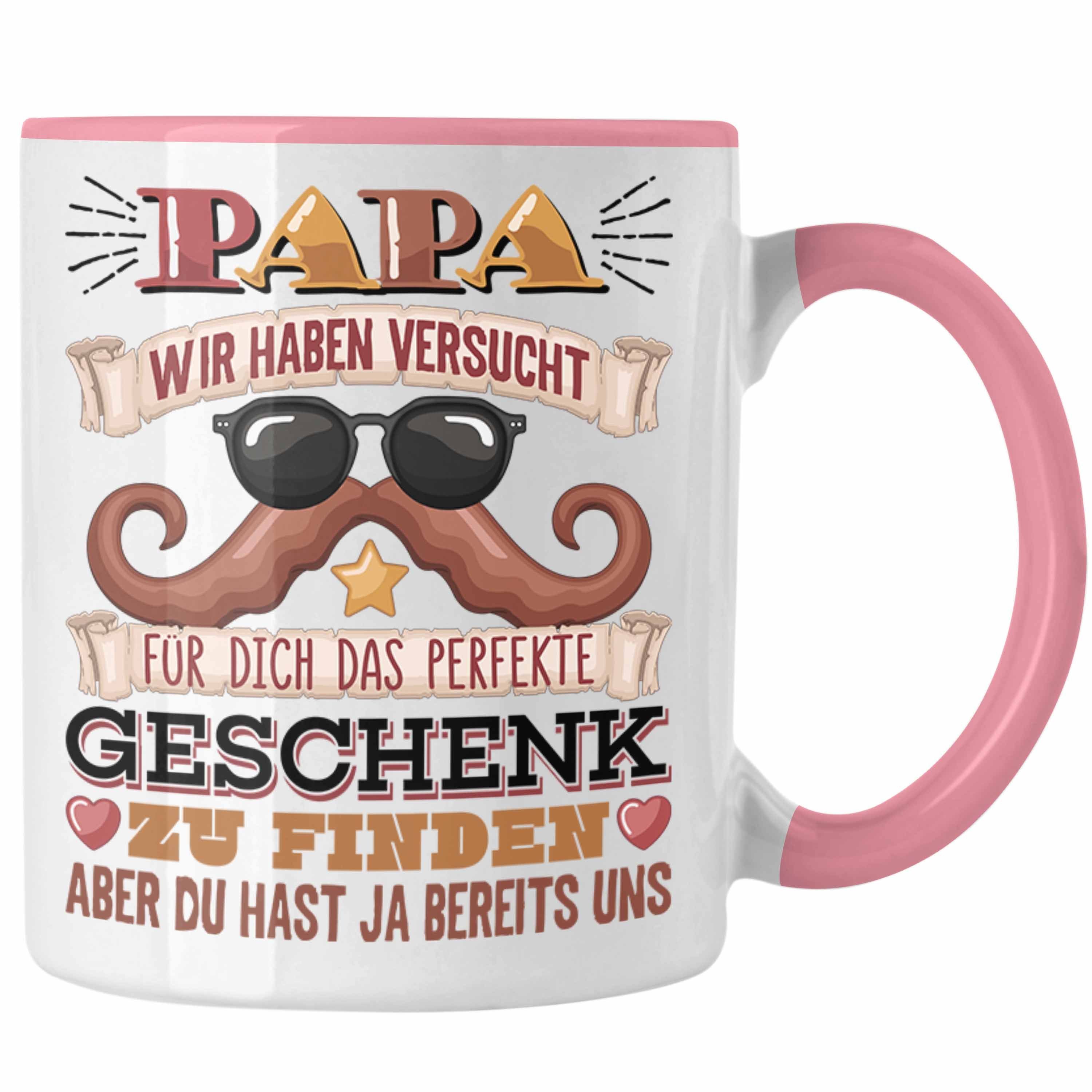 Trendation Tasse Bester Vater Papa Tasse Geschenk zum Vatertag Lustiger Spruch von Kind Rosa