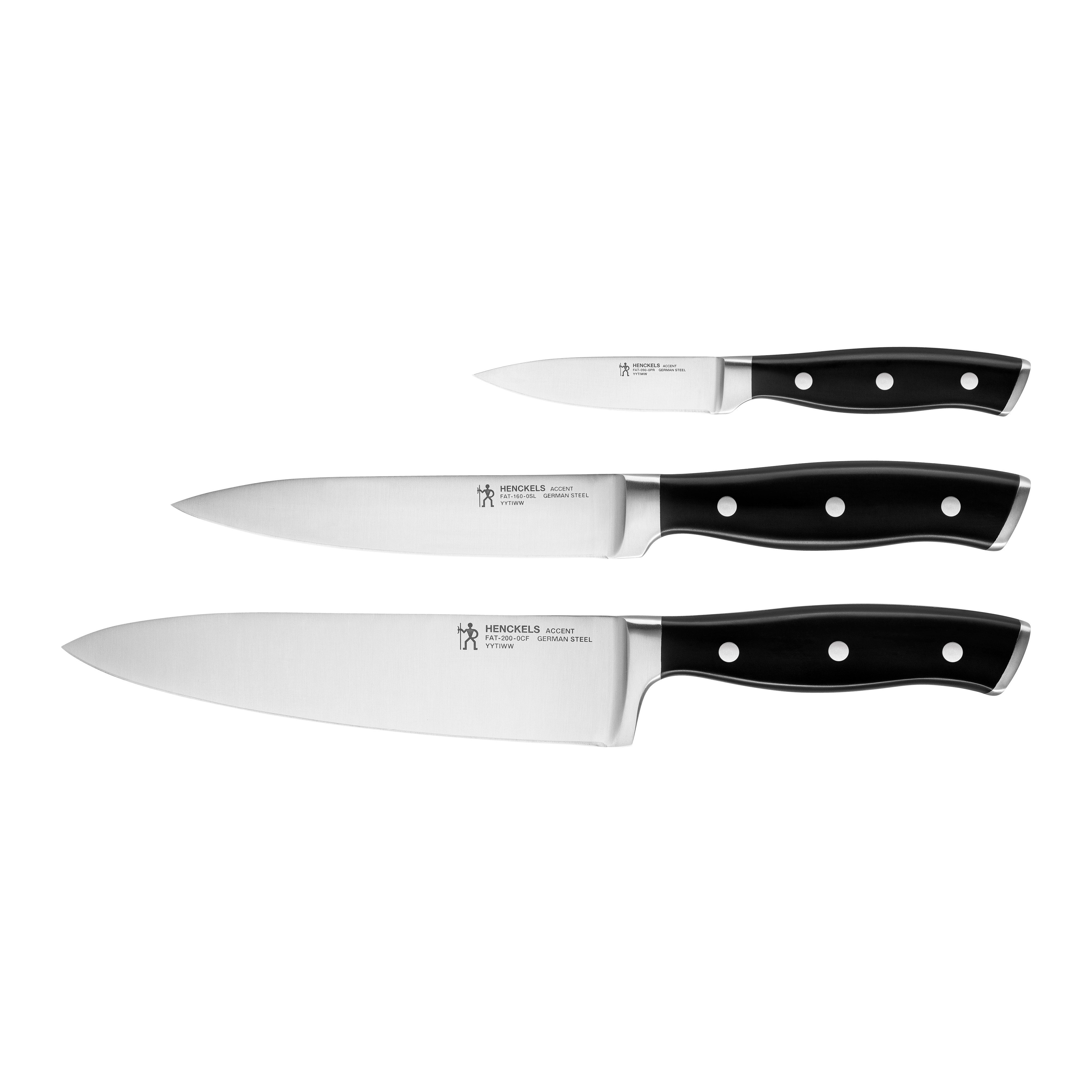 HENCKELS by ZWILLING Messer-Set Accent (Set, 3-tlg), Rostfreier Klingenstahl, Ergonomische Griffe