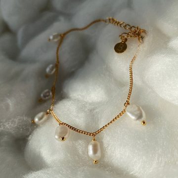 Brandlinger Perlenarmband Armband Mont Blanc, Armband mit kleinen Süßwasserperlen, Silber 925 vergoldet