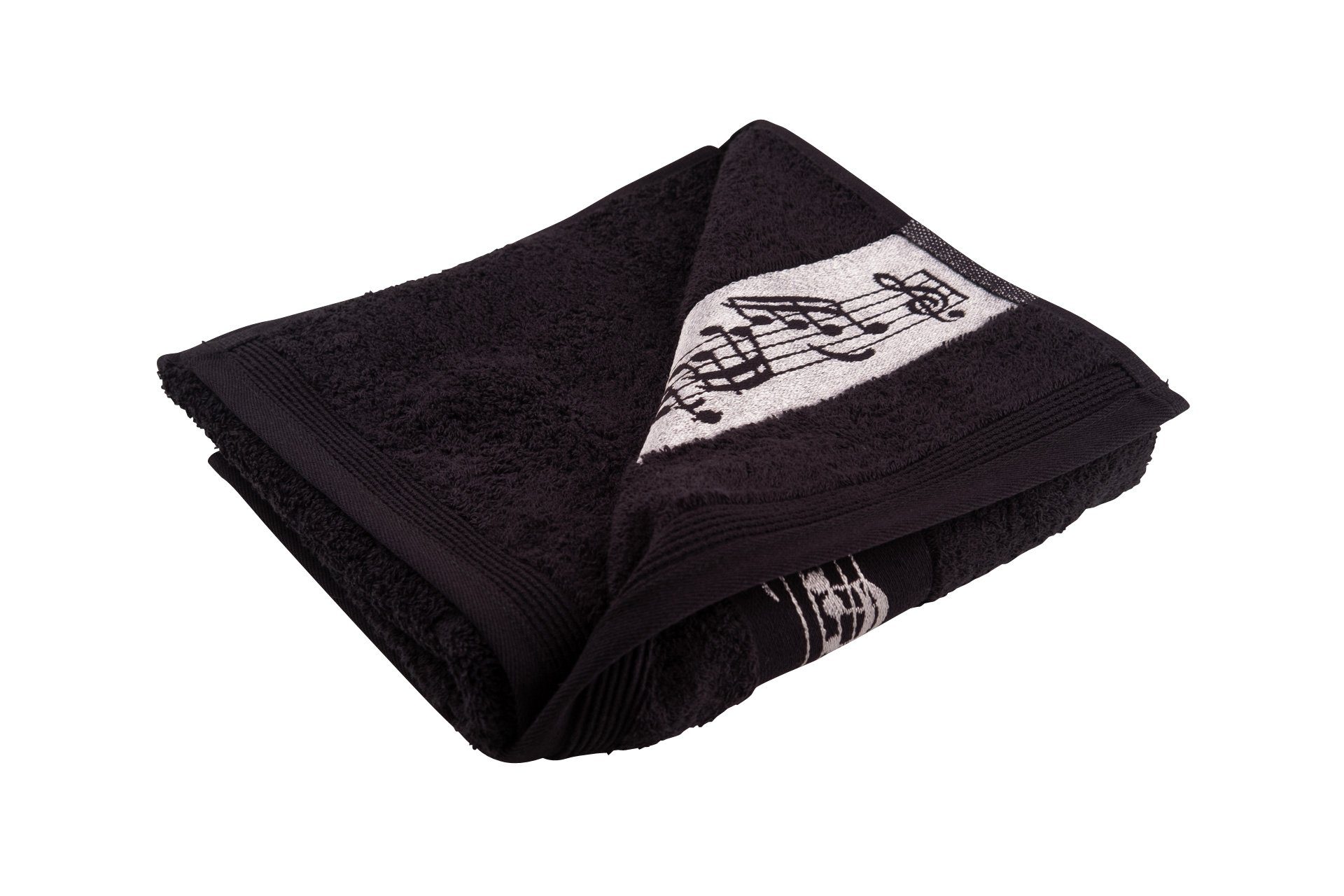 schwarzes Handtücher, Baumwolle Notenbordüre Violinschlüssel mit Handtuch (1-St), frottana und