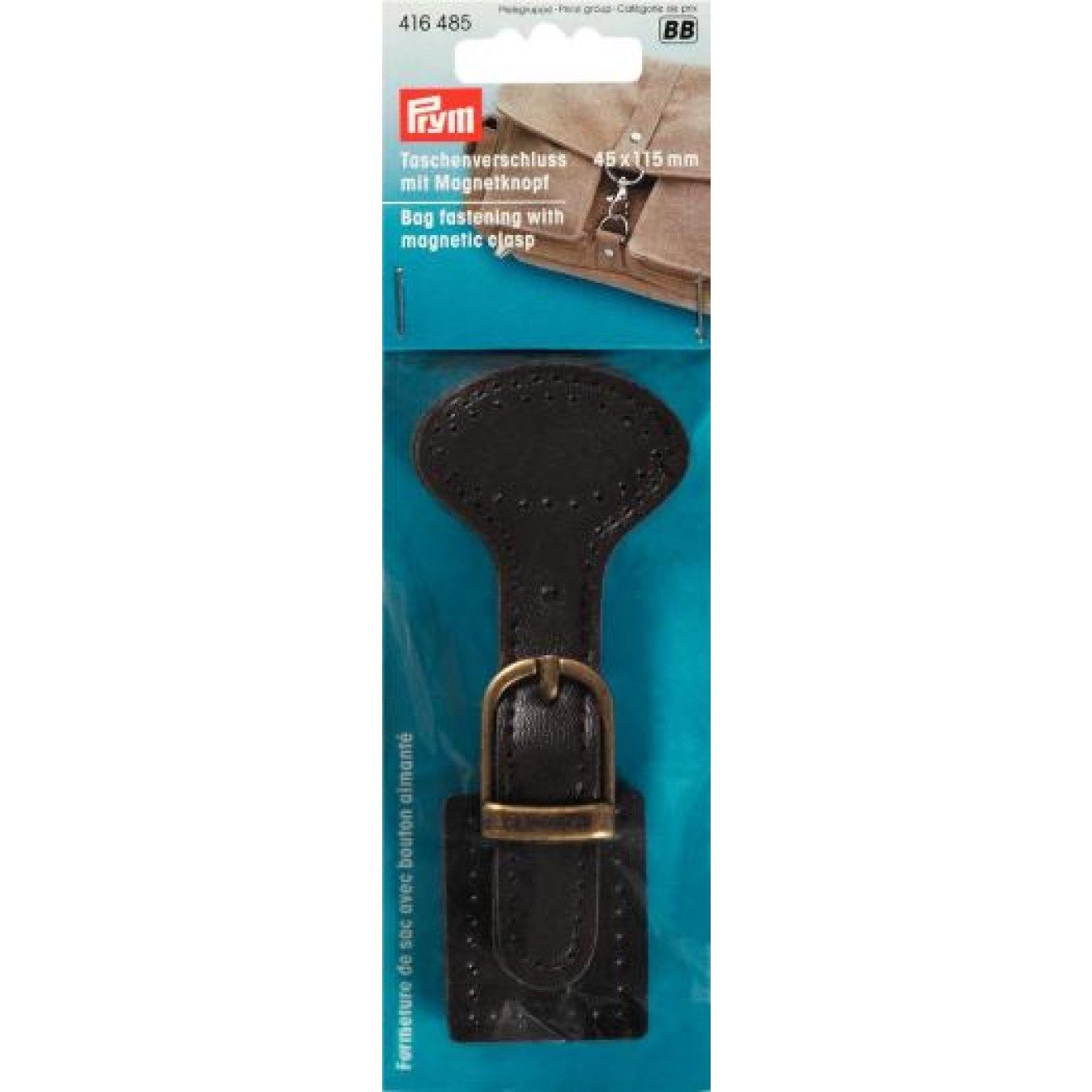 Prym Stricknadeln Taschenverschluß 45x115 cm altmessing/braun