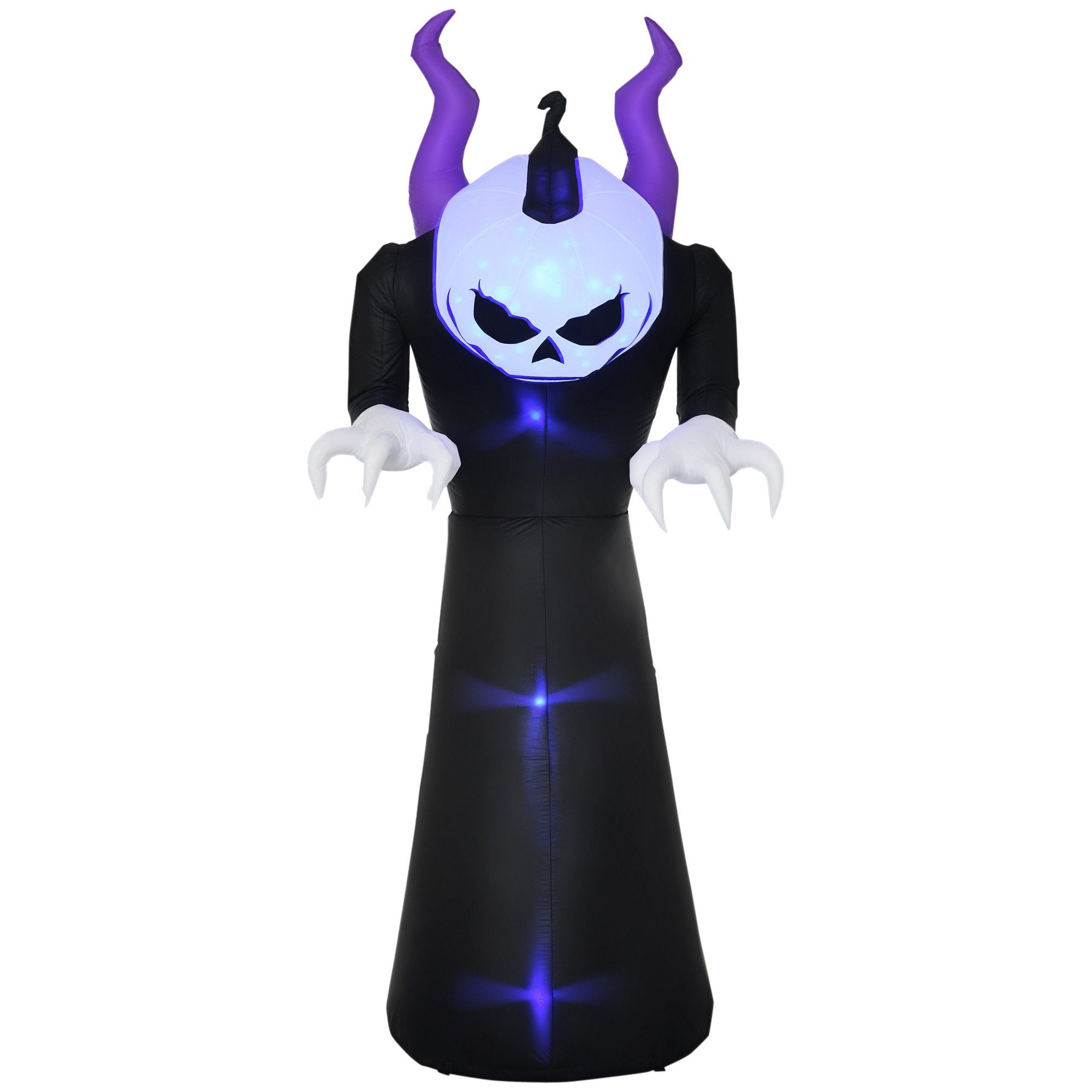 Outsunny LED-Dekofigur Gespenst mit Kürbiskopf, LED, Halloweendekoration, wasserdicht (Halloweendeko, 1 St., Aufblasbare Halloween-Dekoration), Schwarz 88 x 79  – Bild 2 von 5