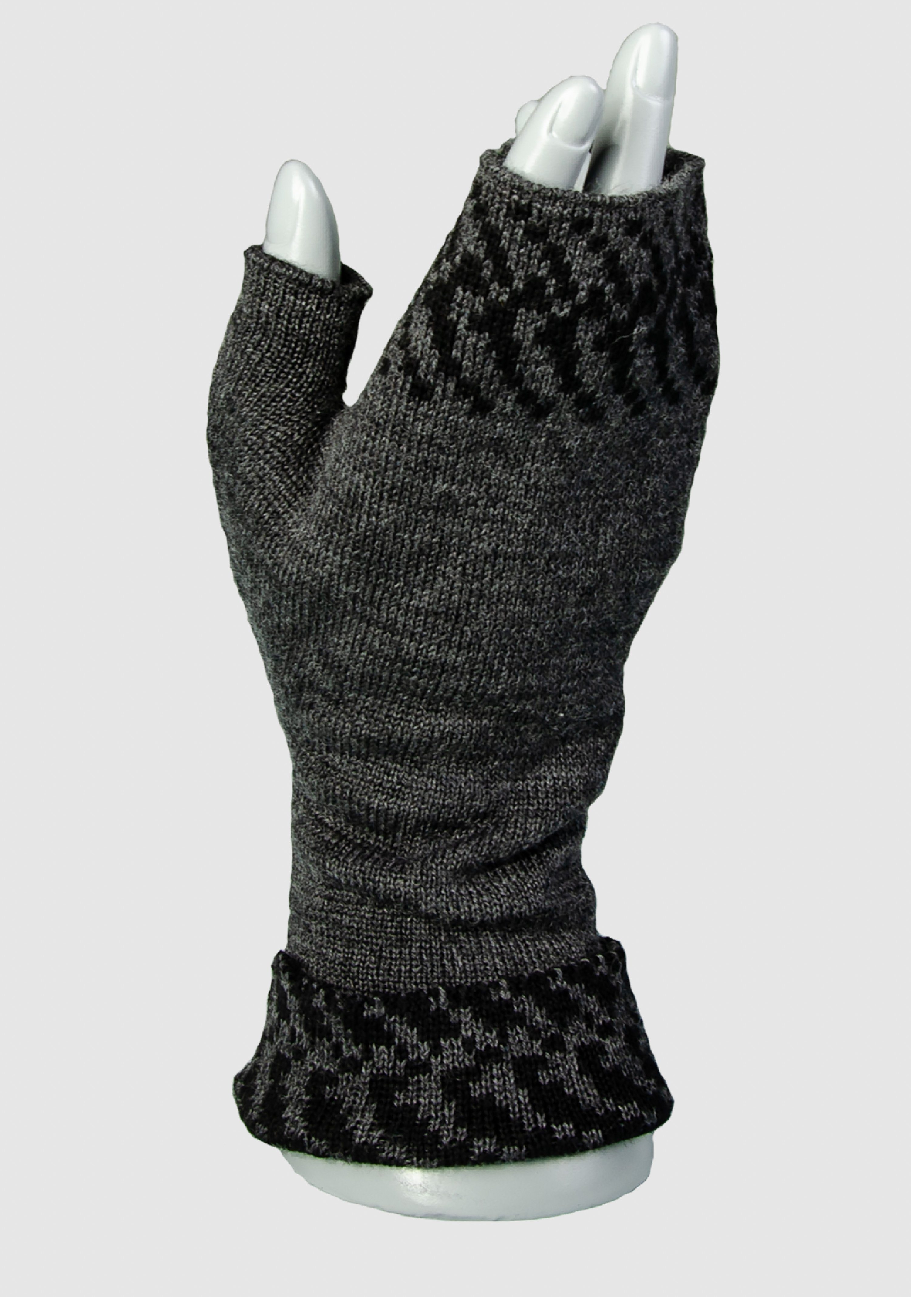 LANARTO slow fashion Strickhandschuhe Merino Pixel 100% anthrazit_schwarz vielen in aus extrasoft Farben Merino Handwärmer