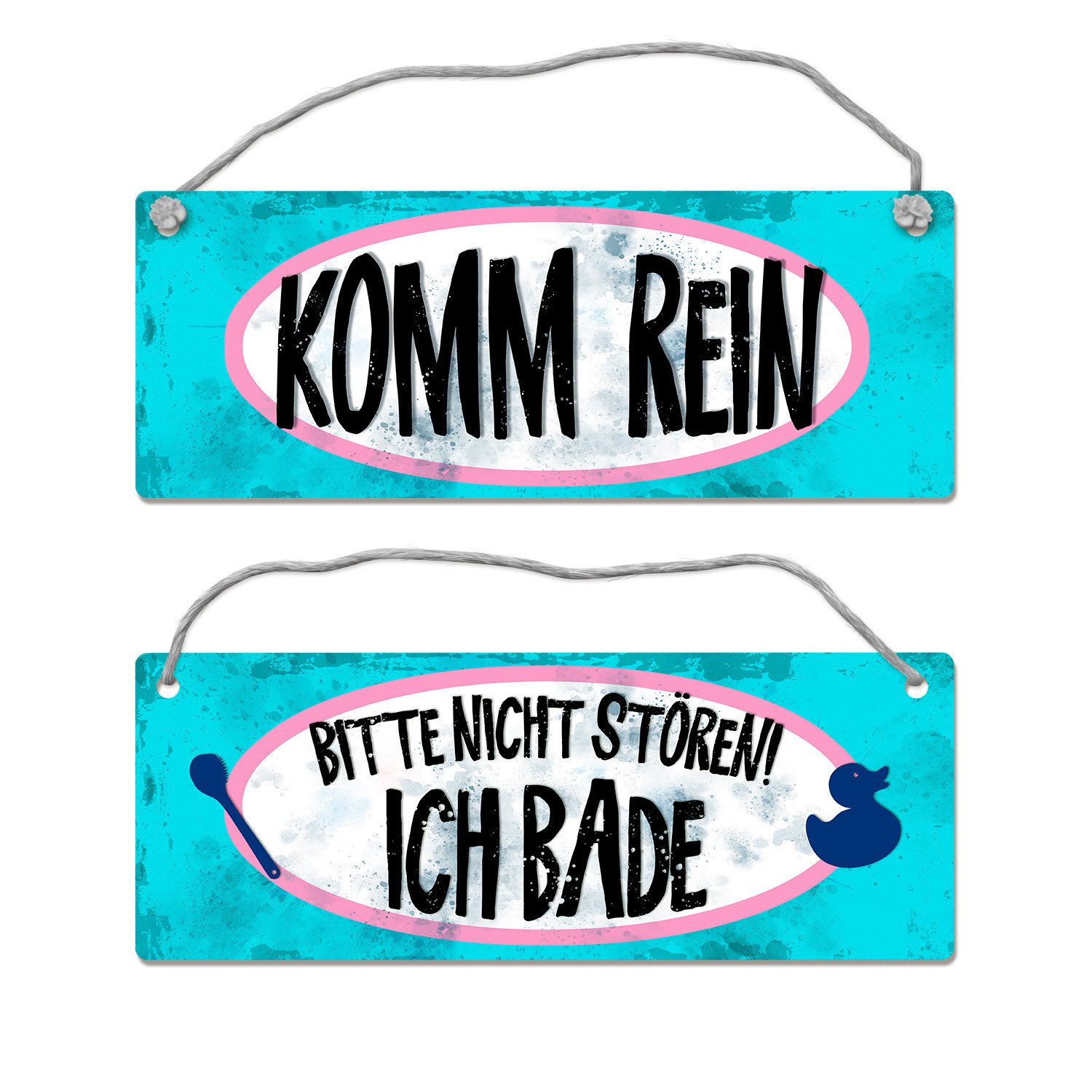 Metallschild Bitte nicht stören ich bade Wendeschild mit Kordel Schild Türschild