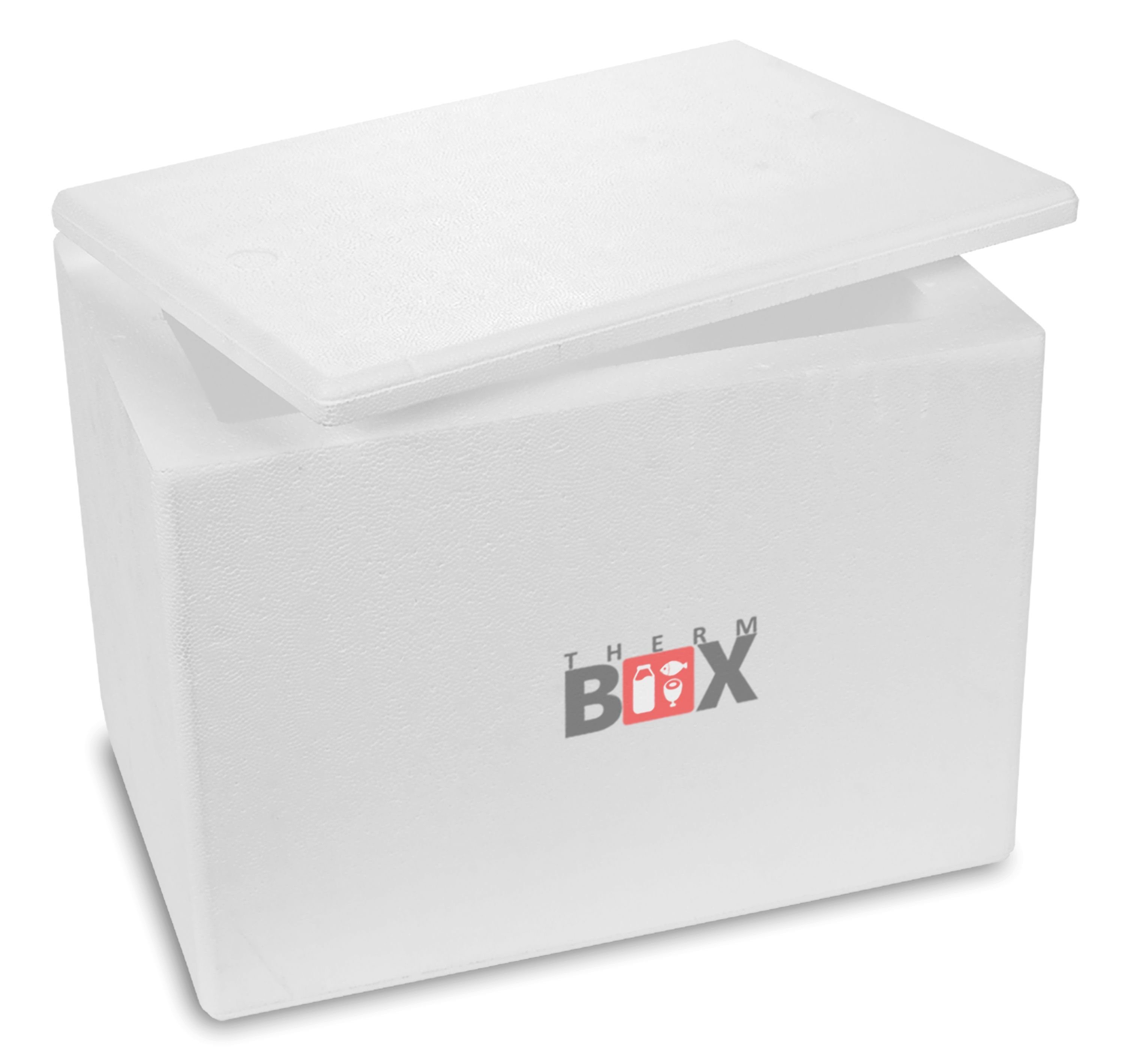 THERM-BOX Thermobehälter Styroporbox 24W Innen: 38x24x26cm Wand: 4cm 24,2L, Styropor-Verdichtet, (0-tlg., Box mit Deckel im Karton), Isolierbox Thermobox Kühlbox Warmhaltebox Wiederverwendbar