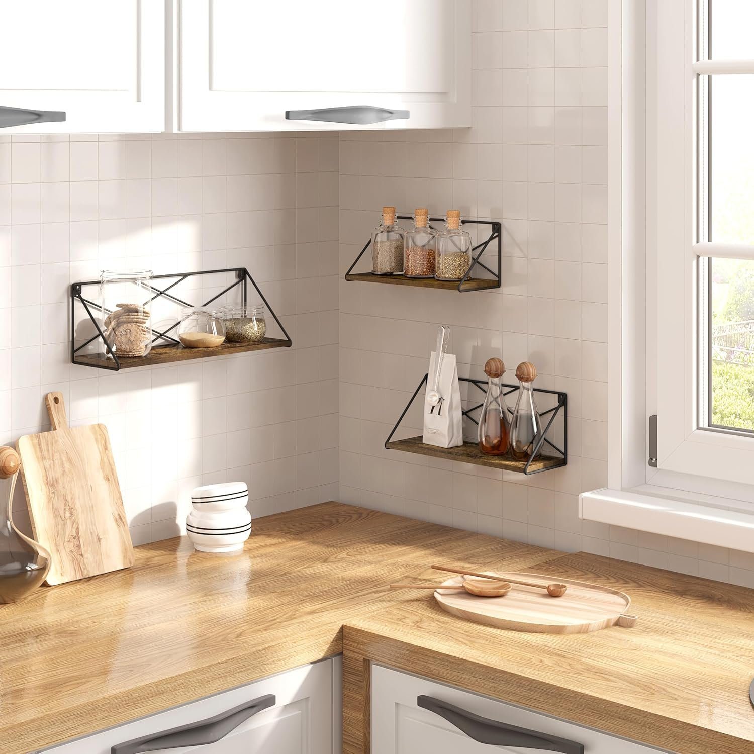 EUGAD Wandregal, 3-tlg., Industrial Regalbrett mit Metallrahmen, hängend günstig online kaufen