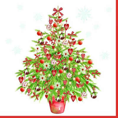 Linoows Papierserviette 20 Servietten Weihnachten, Nostalgie Weihnachtsbaum, (Packung), Motiv Weihnachten, Nostalgie Weihnachtsbaum