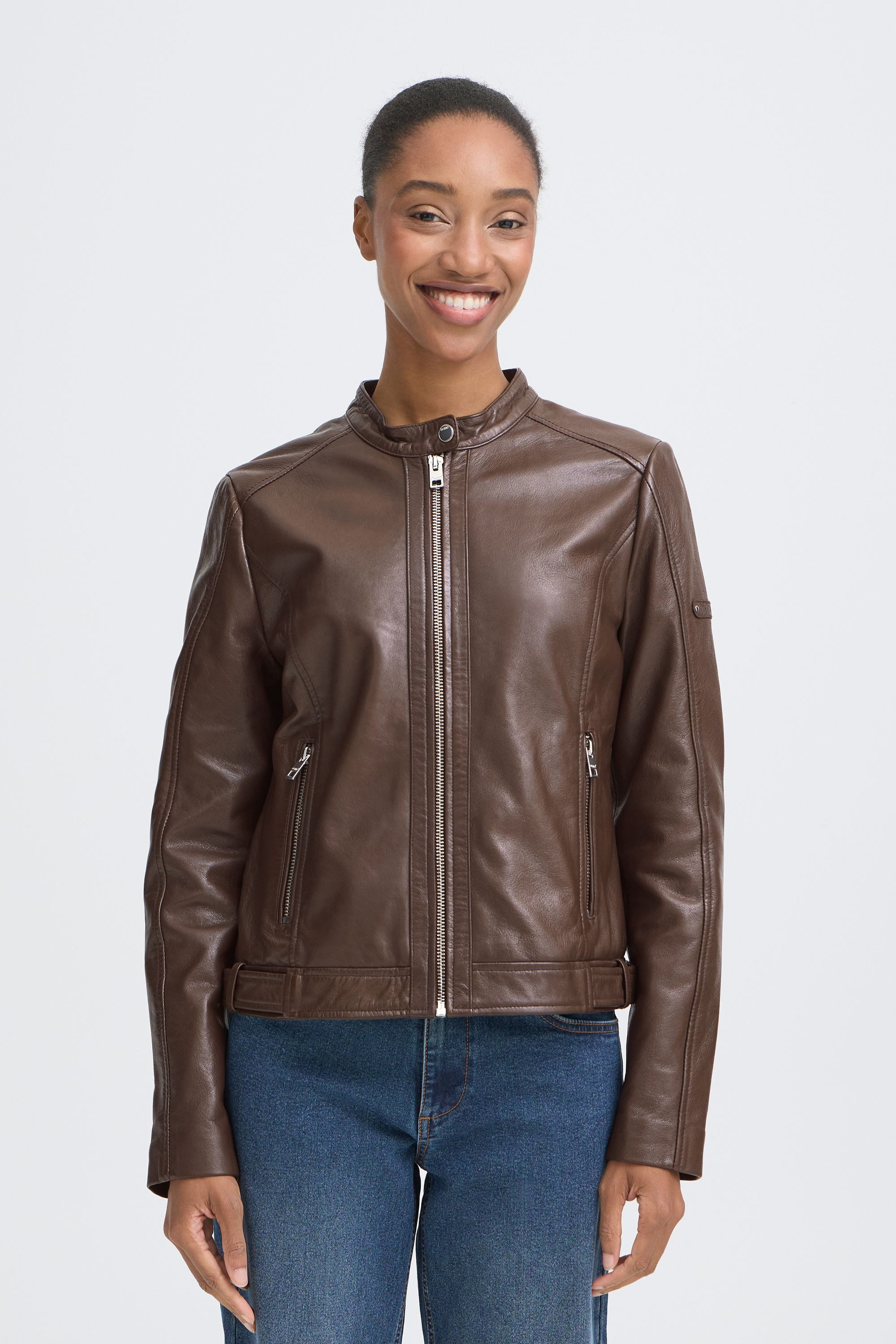 OXMO Lederjacke OXDenise Modische Echtlederjacke