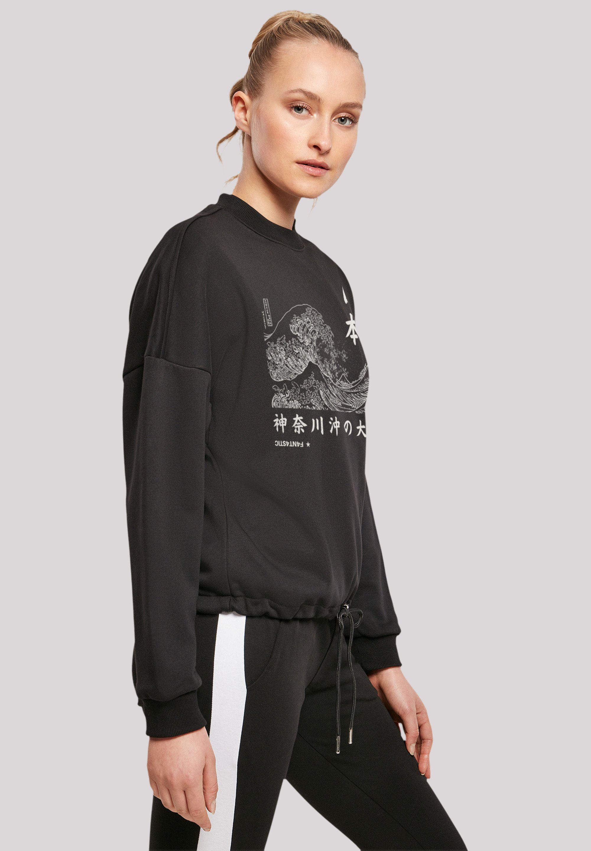 Sweatshirt schwarz Print Kanagawa F4NT4STIC