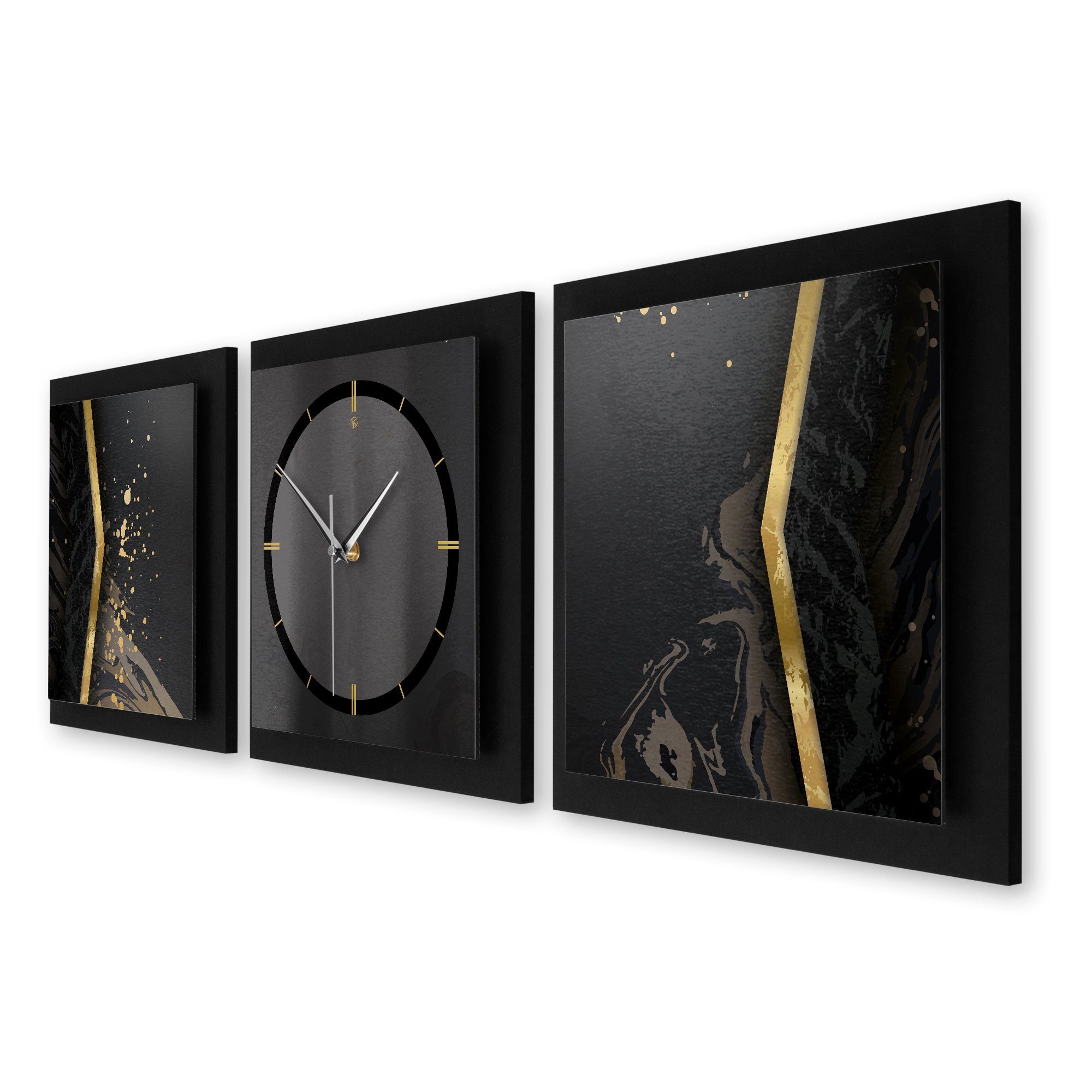 (150x50cm) außergewöhnlich, Quarzuhrwerk; (ohne Funk- Wanduhr Feder groß Black Kreative Ticken; elegant, modern) oder Elegance