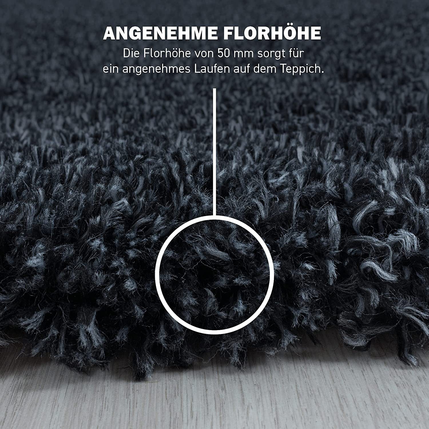 Hochflor-Teppich Langflor-Teppich hochwertigem Flor, recheck, Höhe: 30 mm, 30 modern, mm, Wohnzimmer Florhöhe Giantore, Anthrazit