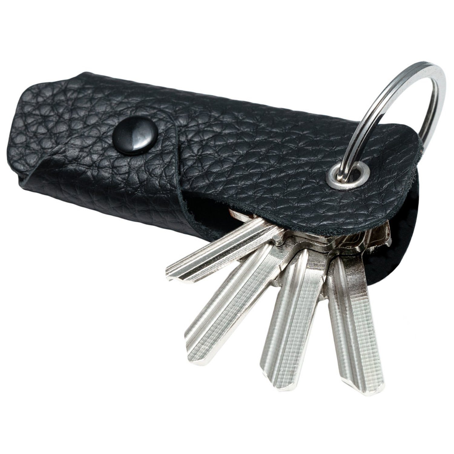 MAGATI Schlüsseltasche Occhio Nero aus Leder, Platz für 1-6 Schlüssel, Schlüsselanhänger Schwarz Nappa