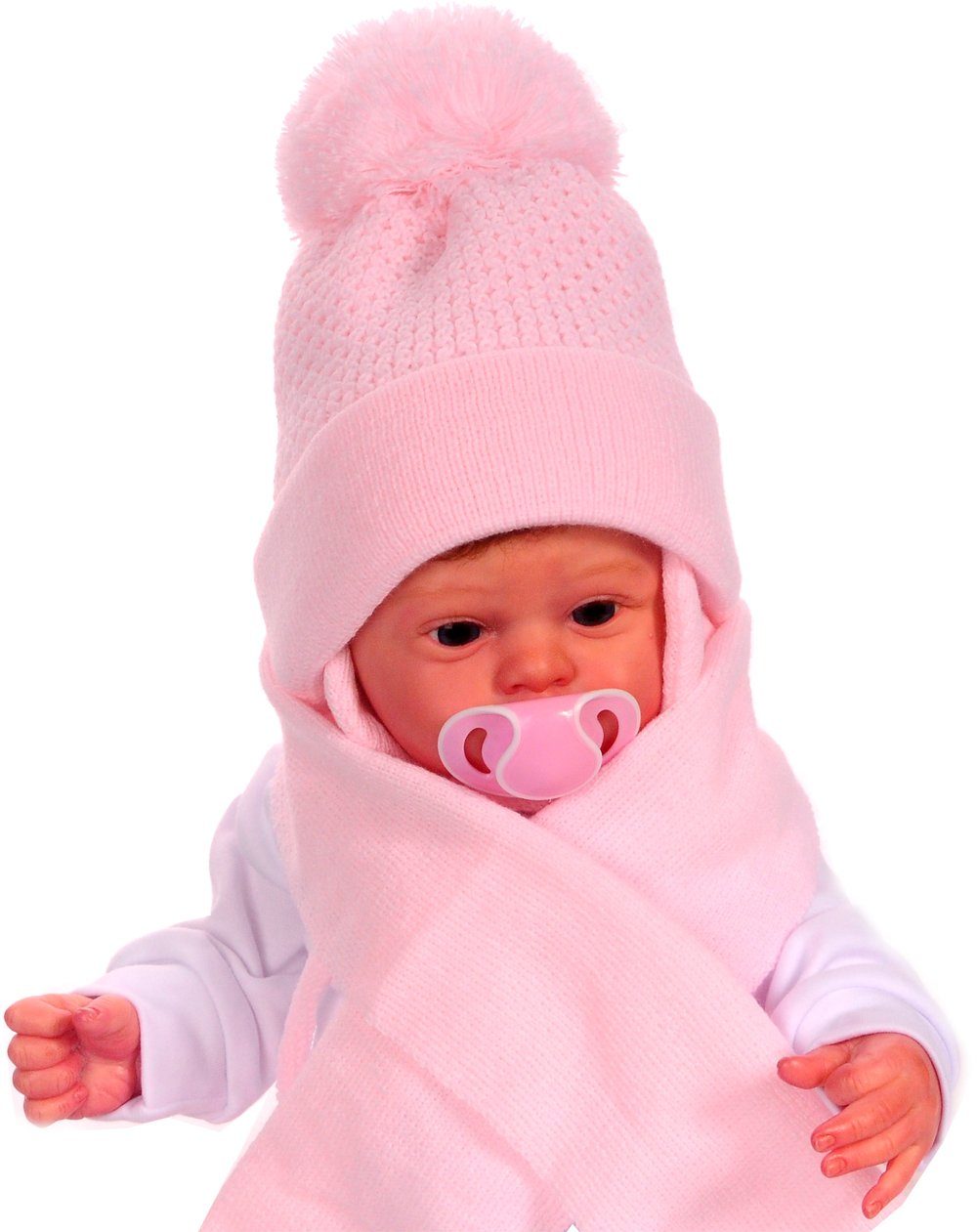und Bortini Mütze Neugeborene warm Schal & für Mütze 3-12Monate La gefüttert Set Schal