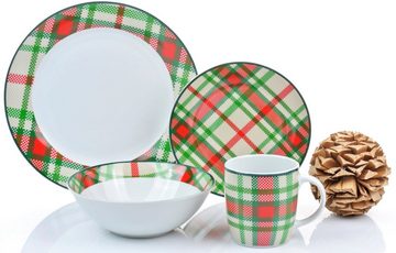 Retsch Arzberg Kombiservice Highland Green (24-tlg), 6 Personen, Porzellan, traditionelles Schotten-Karo in frischen Farben