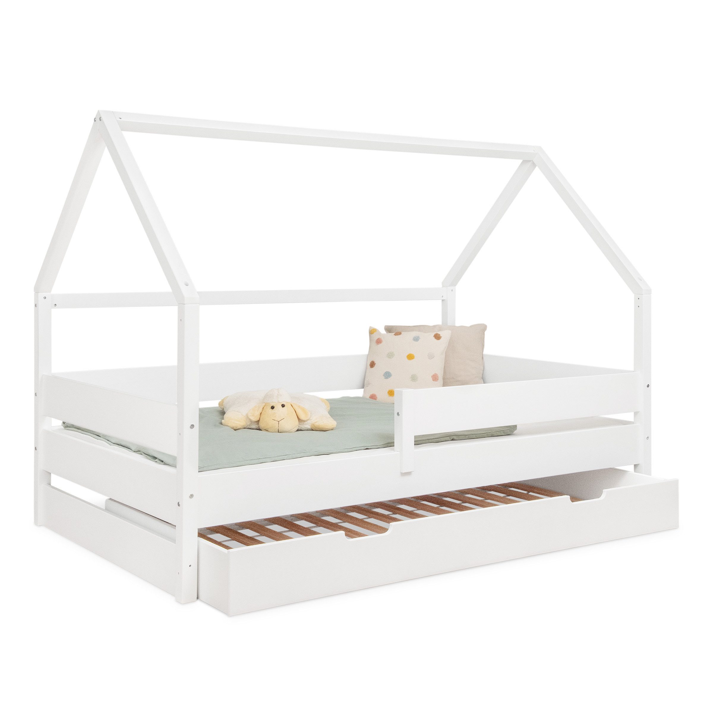Ehrenkind Bett Hausbett Nova aus massivem Buchenholz mit Rausfallschutz, Massives Buchenholz