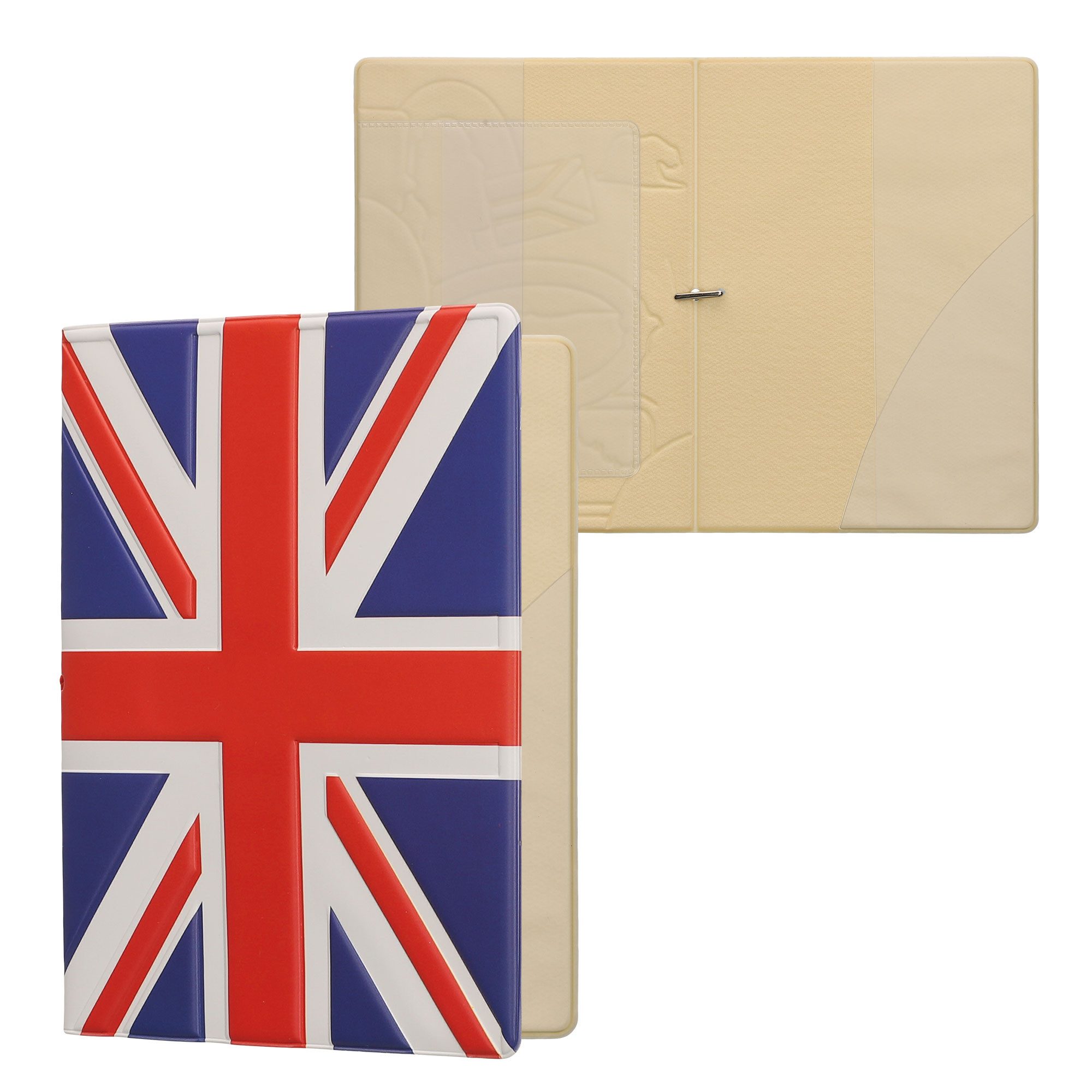 kwmobile Etui Reisepass Kunststoff Schutzhülle Ausweis Hülle Impfpass Schutz, Cover Reisepasshülle Ausweishülle in Retro Flagge Großbritannien