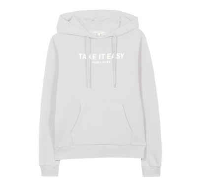 Herrlicher Kapuzensweatshirt Chiana Hoody Logo Druck „Take it easy, Herrlicher“, Kapuze mit Bindeband