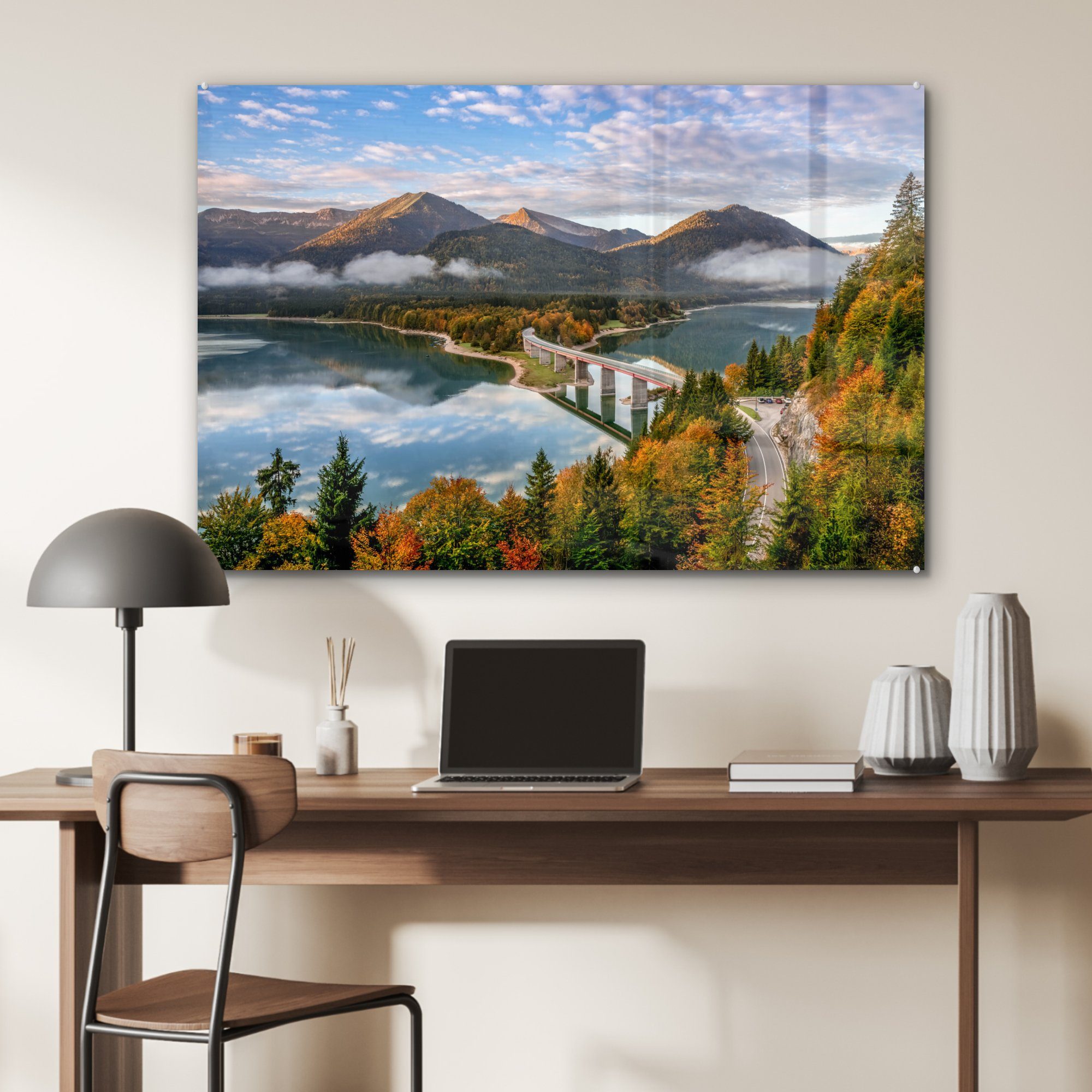 Deutschland & - Acrylglasbilder Acrylglasbild Schlafzimmer Wasser (1 Brücke, - St), Wohnzimmer MuchoWow