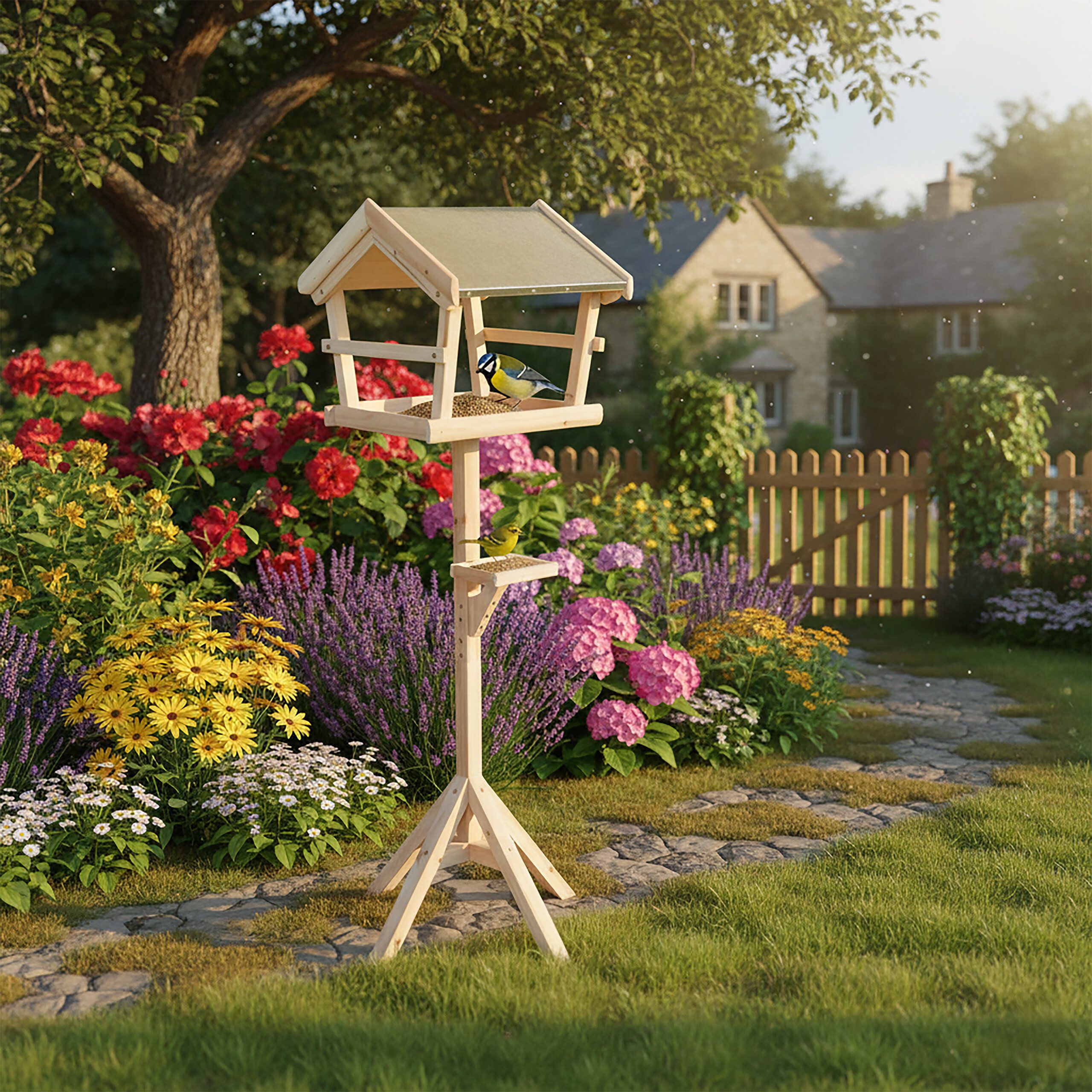 relaxdays Vogelhaus Vogelfutterhaus aus Tannenholz, natur günstig online kaufen