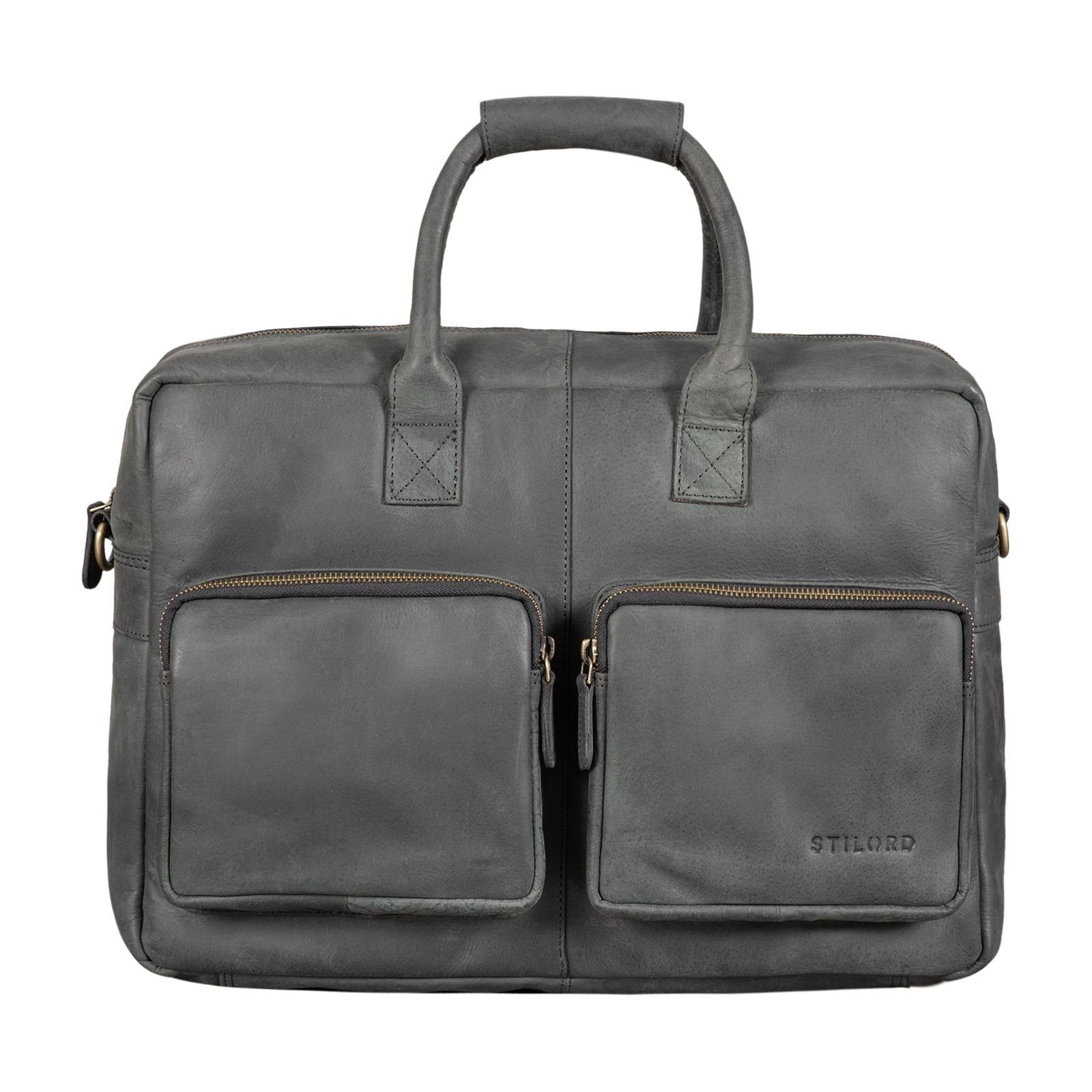 STILORD Laptoptasche "Henri" Bürotasche Leder anthrazit