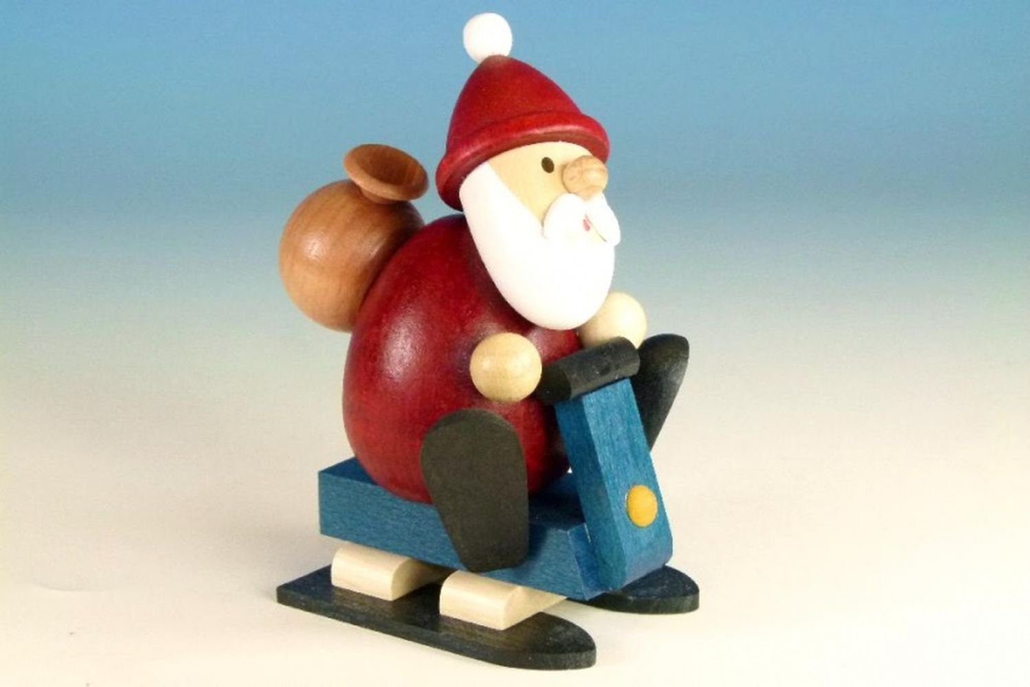 Ullrich Kunsthandwerk Weihnachtsfigur Holzfigur Weihnachtsmann auf Schlitten HxB 10,5x7cm NEU
