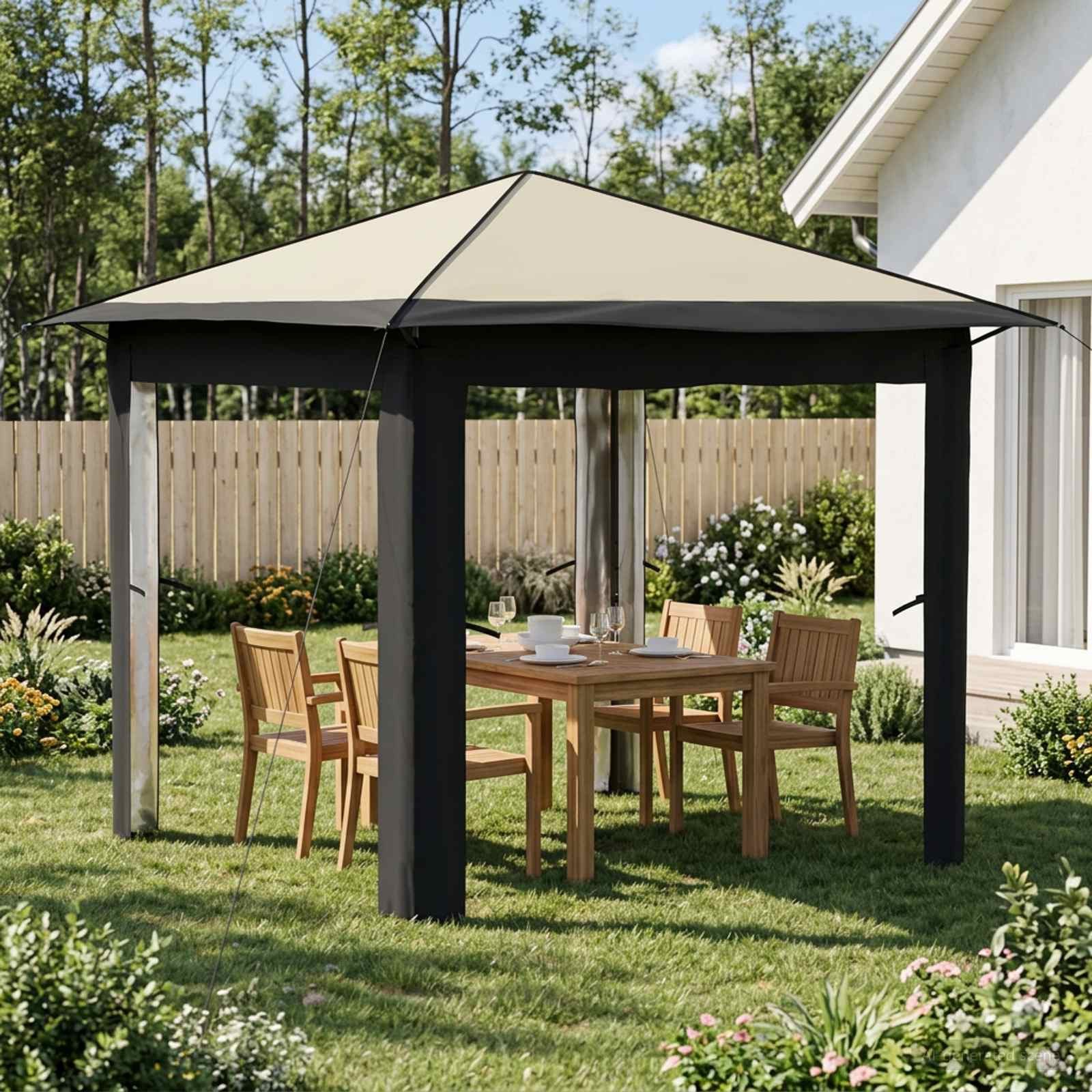vidaXL Partyzelt Gazebo ohne Seitenwand 2,6 x 2,6 m Creme und Anthrazit