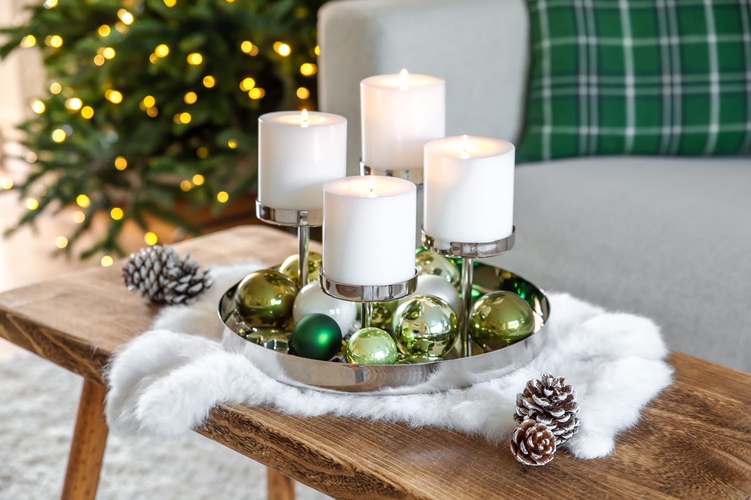 EDZARD Adventskranz Marabella, Silber-Optik, Edelstahl, vernickelt, hochglanzpoliert, H 16 cm