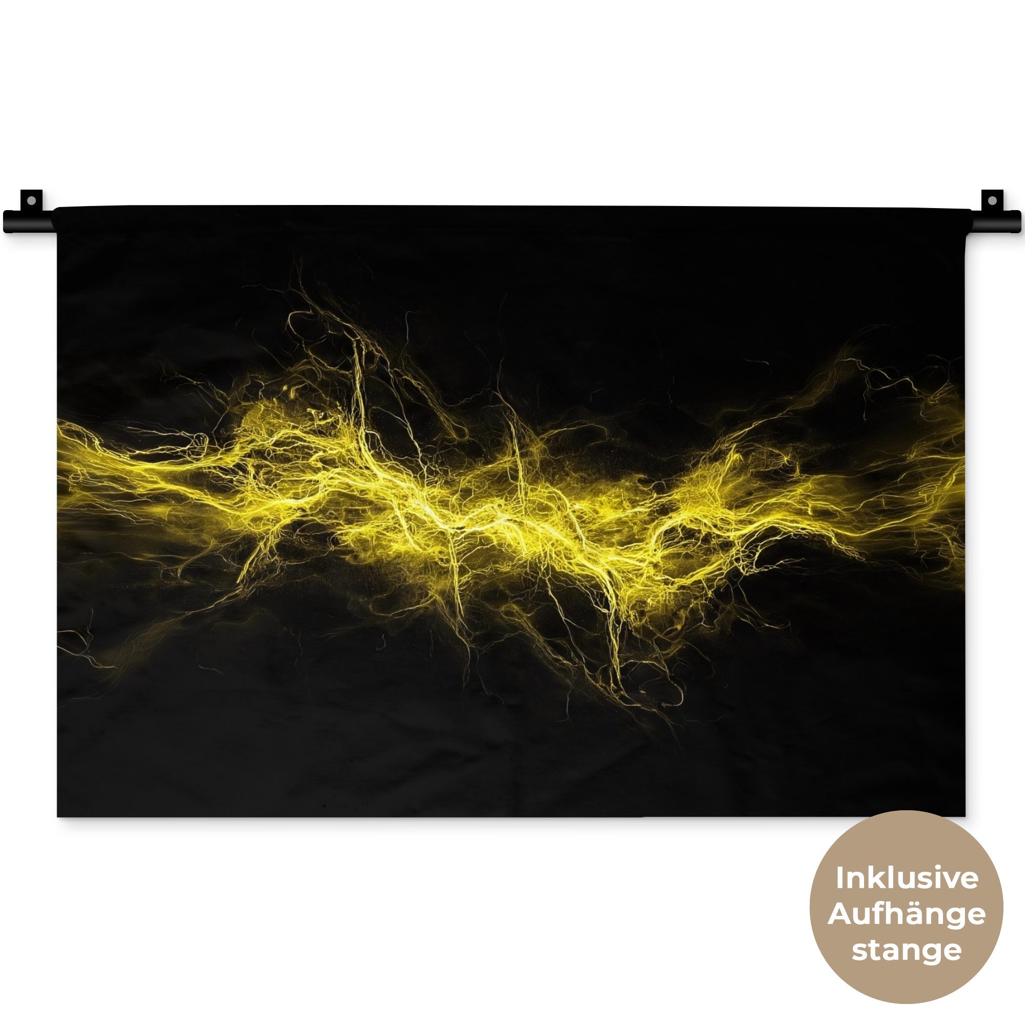 MuchoWow Wandteppich Spiele - Elektrizität - Gelb - Energie, Rechteckig, Höhe: 3 mm, Wandteppich für Wohnzimmer, Schlafzimmer, 60x40 cm