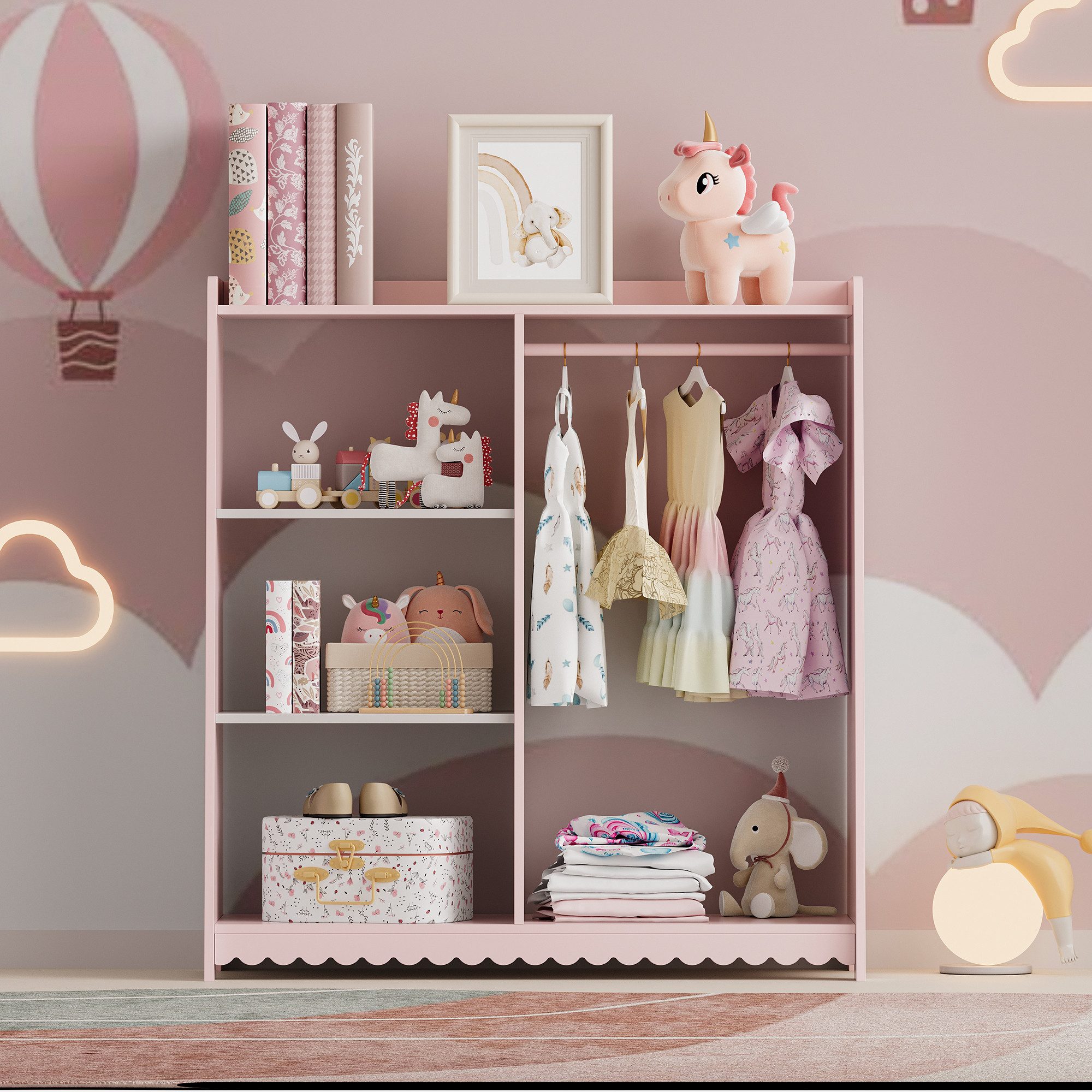 en.casa Garderobenständer, für Kinder »Vestnes« 90 x 80 x 38 cm Cotton Candy / Weiß