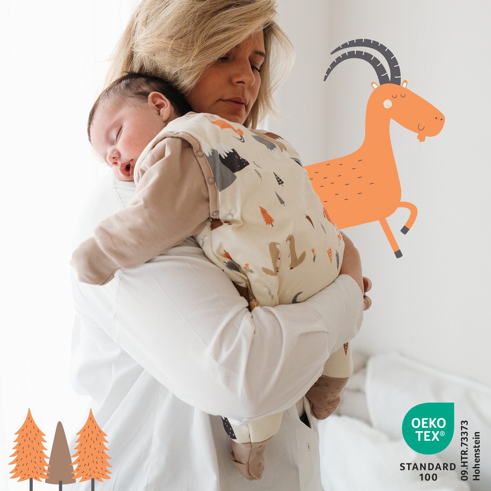 Schlummersack Kinderschlafsack Schlafsack mit Füßen und umklappbaren Bündchen, 2.5 Tog OEKO-TEX