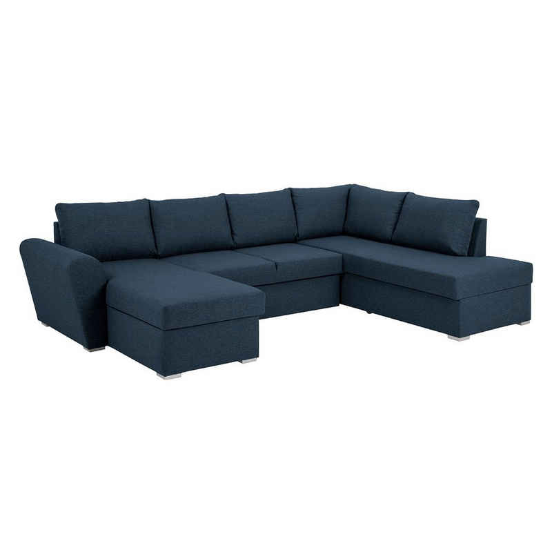 ebuy24 Sofa Stefan Schlafsofa Chaiselong links, blau., 1 Teile