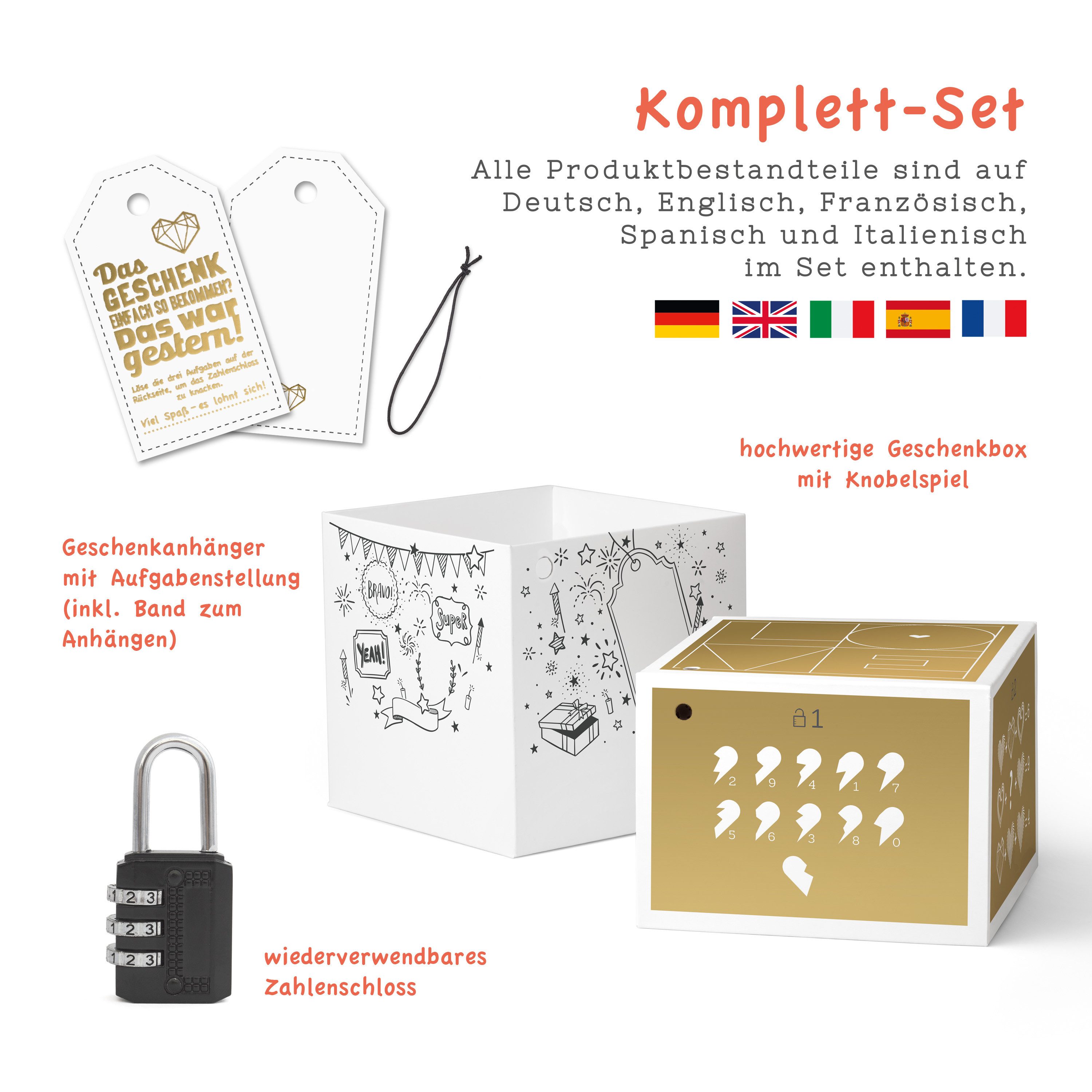 SURPRISA Geschenkbox Geschenkbox mit Samt und Glanz, Rätselbox für Geschenke und Gutscheine, zum Valentinstag, Jahrestag, Hochzeitstag