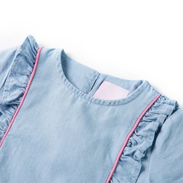 vidaXL A-Linien-Kleid Kinderkleid mit Rüschen Hellblau 116
