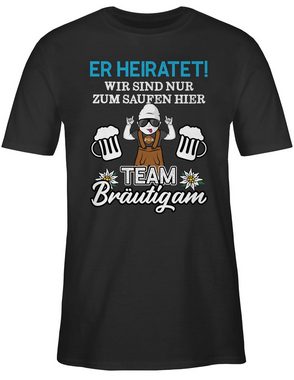 Shirtracer T-Shirt Er heiratet wir sind nur zum saufen hier - Team Bräutigam - Weiß/Blau JGA Männer