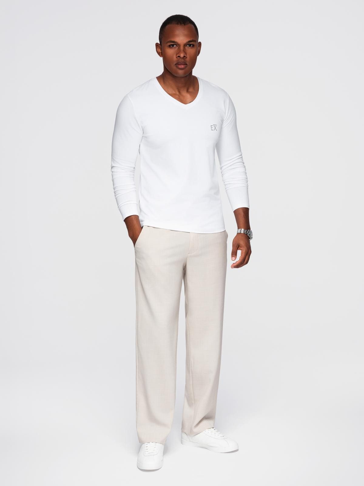 OMBRE Longsleeve Herren V-Ausschnitt SLIM FIT Longsleeve