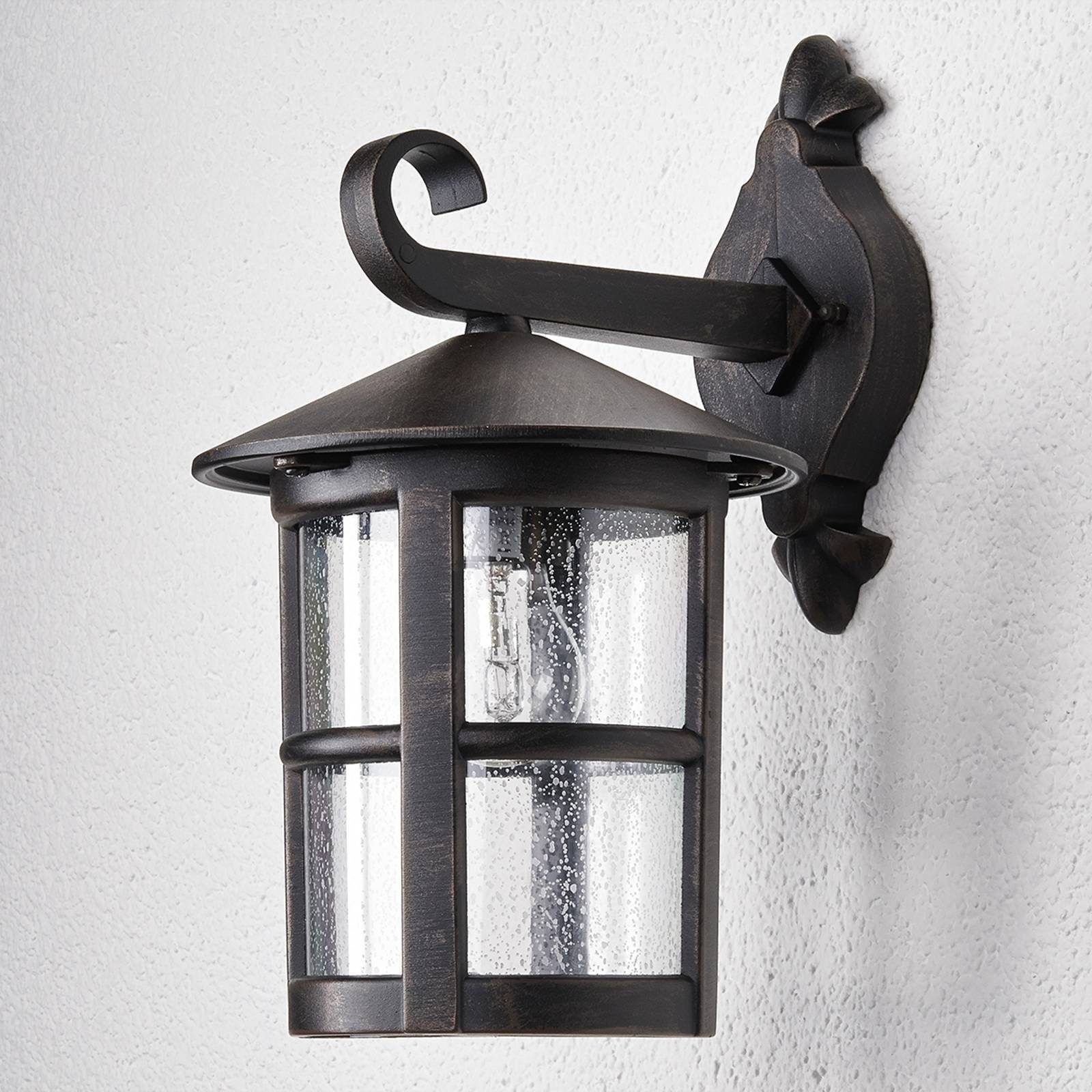 Lindby Außen-Wandleuchte Florentine, Metall, Transparent IP44, 1 x 100 W