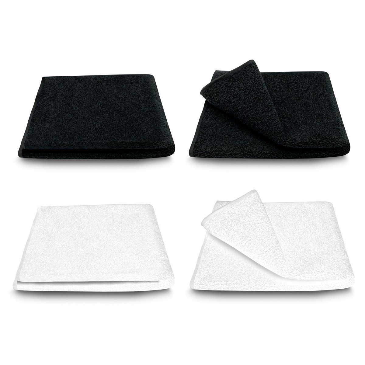 ARLI Handtuch Set Handtuch Handtuchaufhänger, schwarz mit hochwertigem schlicht weiß x Design aus klassischer Serie (4-tlg) praktisch 2 Handtücher Frottier elegant 2 4 Set Baumwolle modern Rohstoff 100