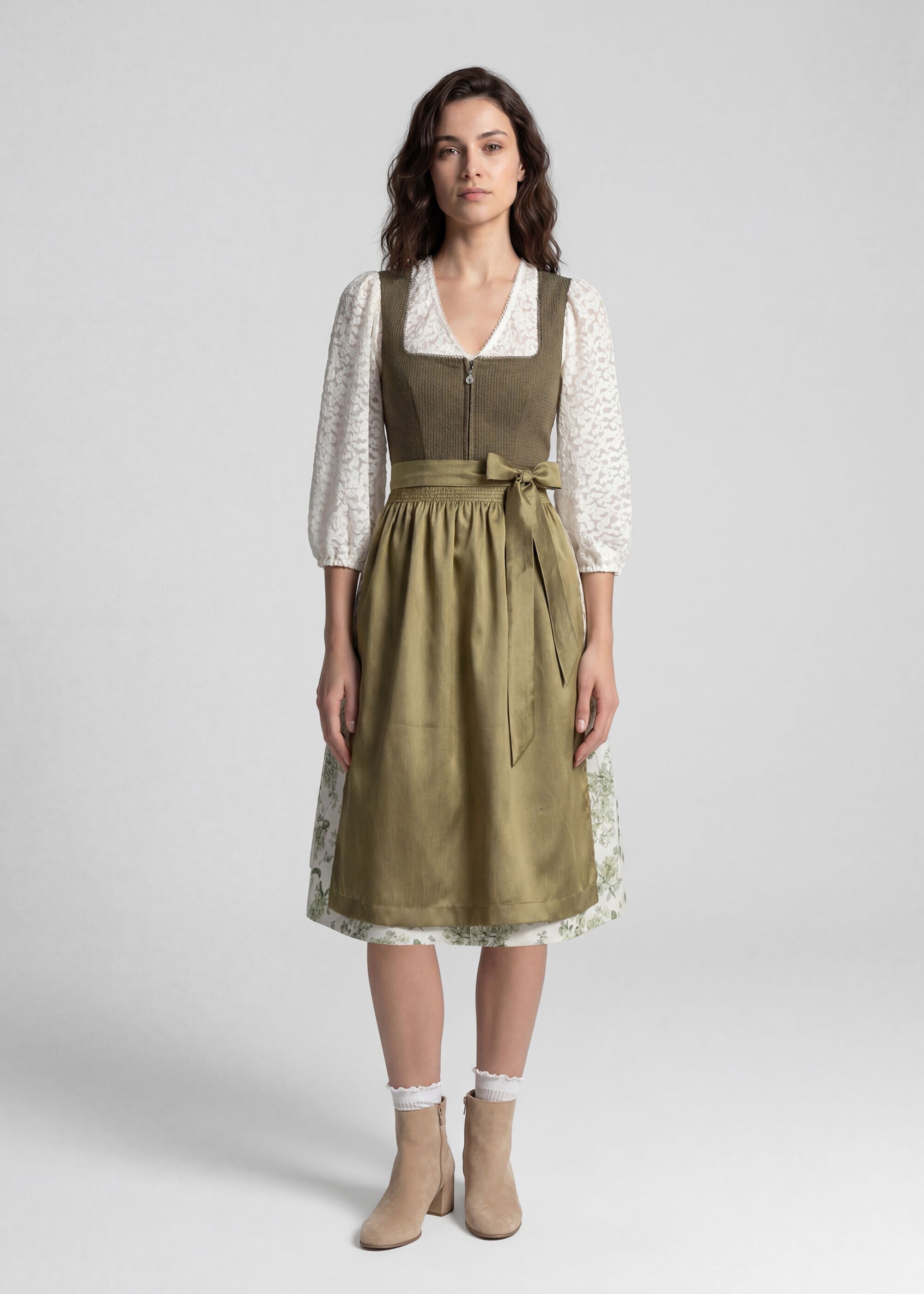 Spieth & Wensky Dirndl Kirsche (1-tlg) mit dekorativer Schürze