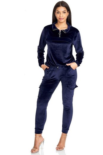 Egomaxx Trainingsanzug »3474« (2-tlg), Damen Velours Soft Hausanzug Stretch Nicki Sport Training Hoodie Set
