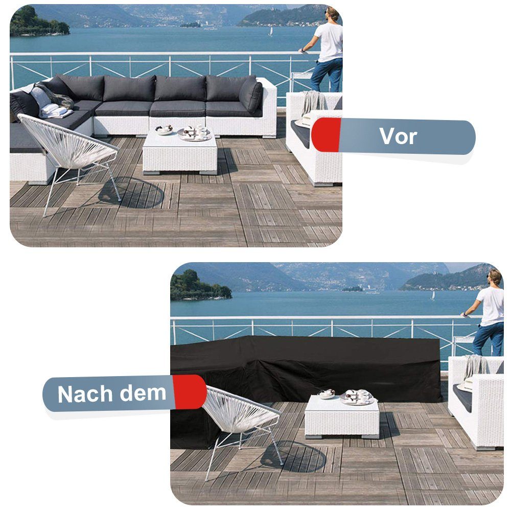 Rosnek Gartenmöbel-Schutzhülle Sofa Schutzhülle,L Form Regenschutz, Outdoor Patio Garten, Lounge Set Staubschutzhüllen