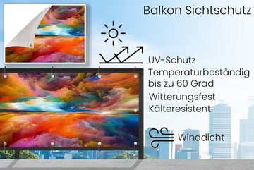 MuchoWow Balkonsichtschutz Gemälde - Ölgemälde - Abstrakt - Wolken (1-St) Balkonbanner, Sichtschutz für den Balkon, Robustes und wetterfest