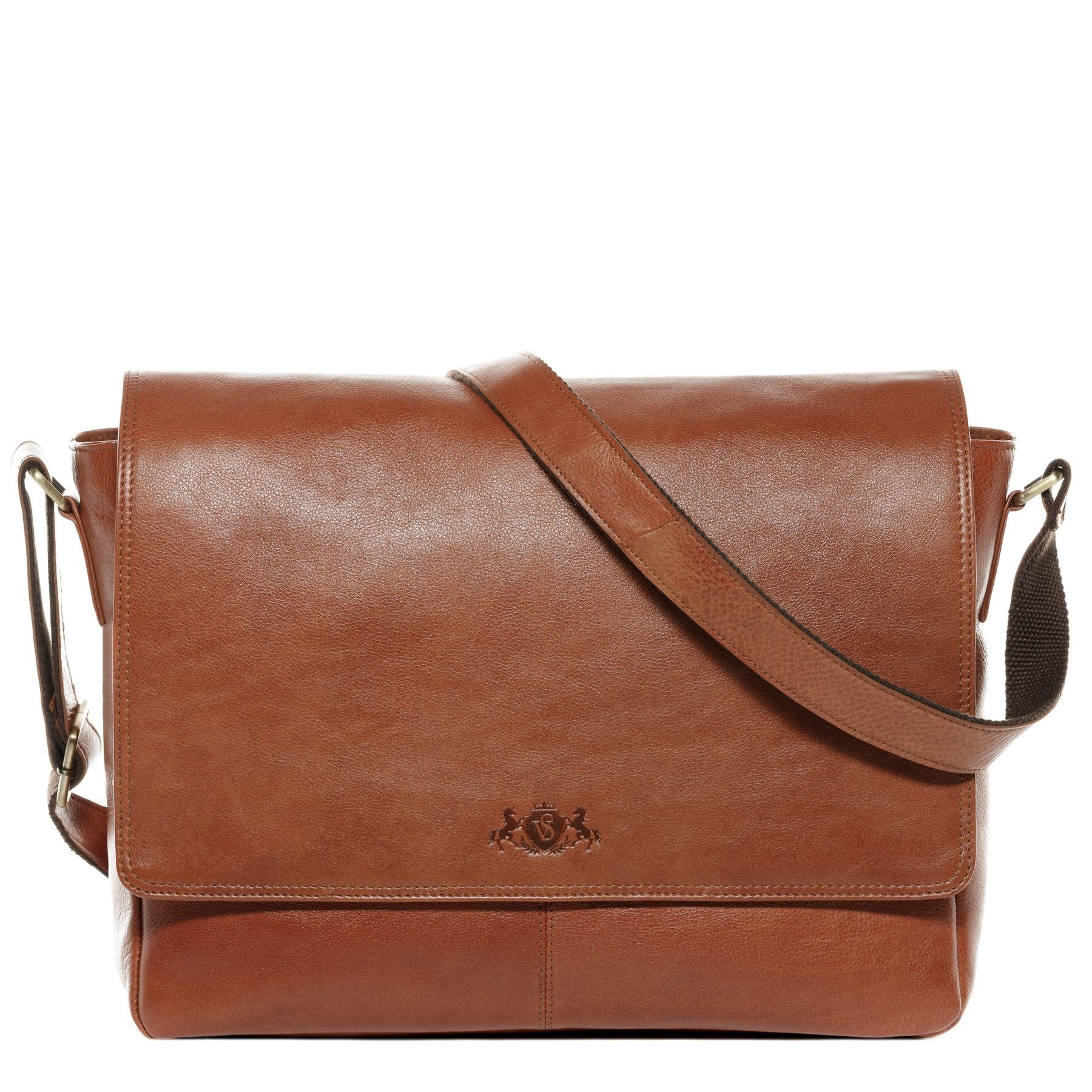 SID VAIN Messenger Bag SPENCER groB Laptop Tasche 15 Zoll echt Leder Umhaengetasche Laptop Fach Herren Damen Schultertasche braun Innenaufteilung Alles Wichtige gut verstaut und griffbereit