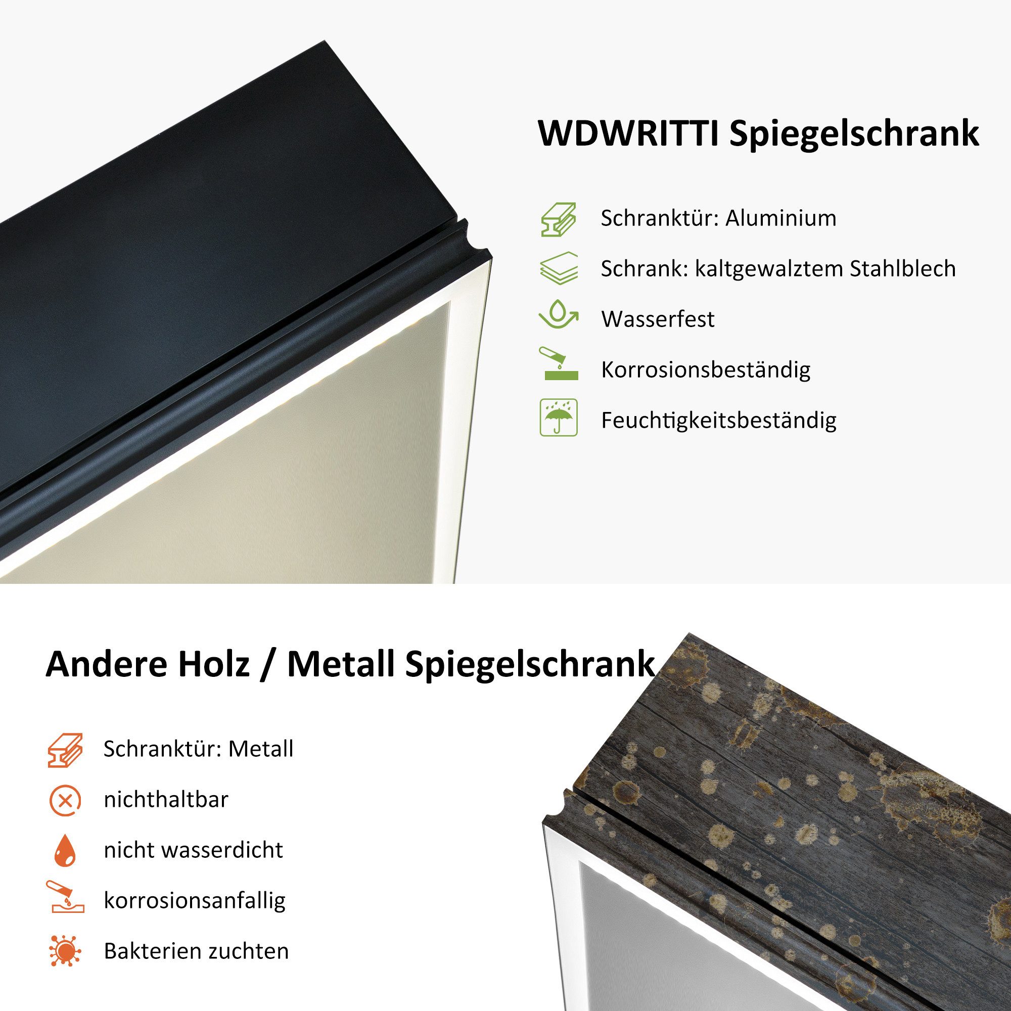 WDWRITTI Spiegelschrank klein 40x60cm Bad mit günstig online kaufen