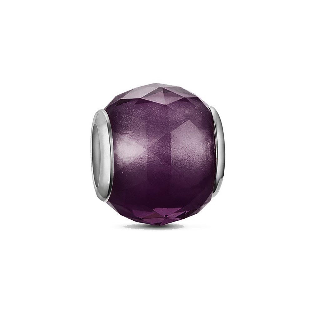 PANDACHARMS Bead Kleiner Lila Facettenglas Charm für Armband, Hülse aus 925 Silber