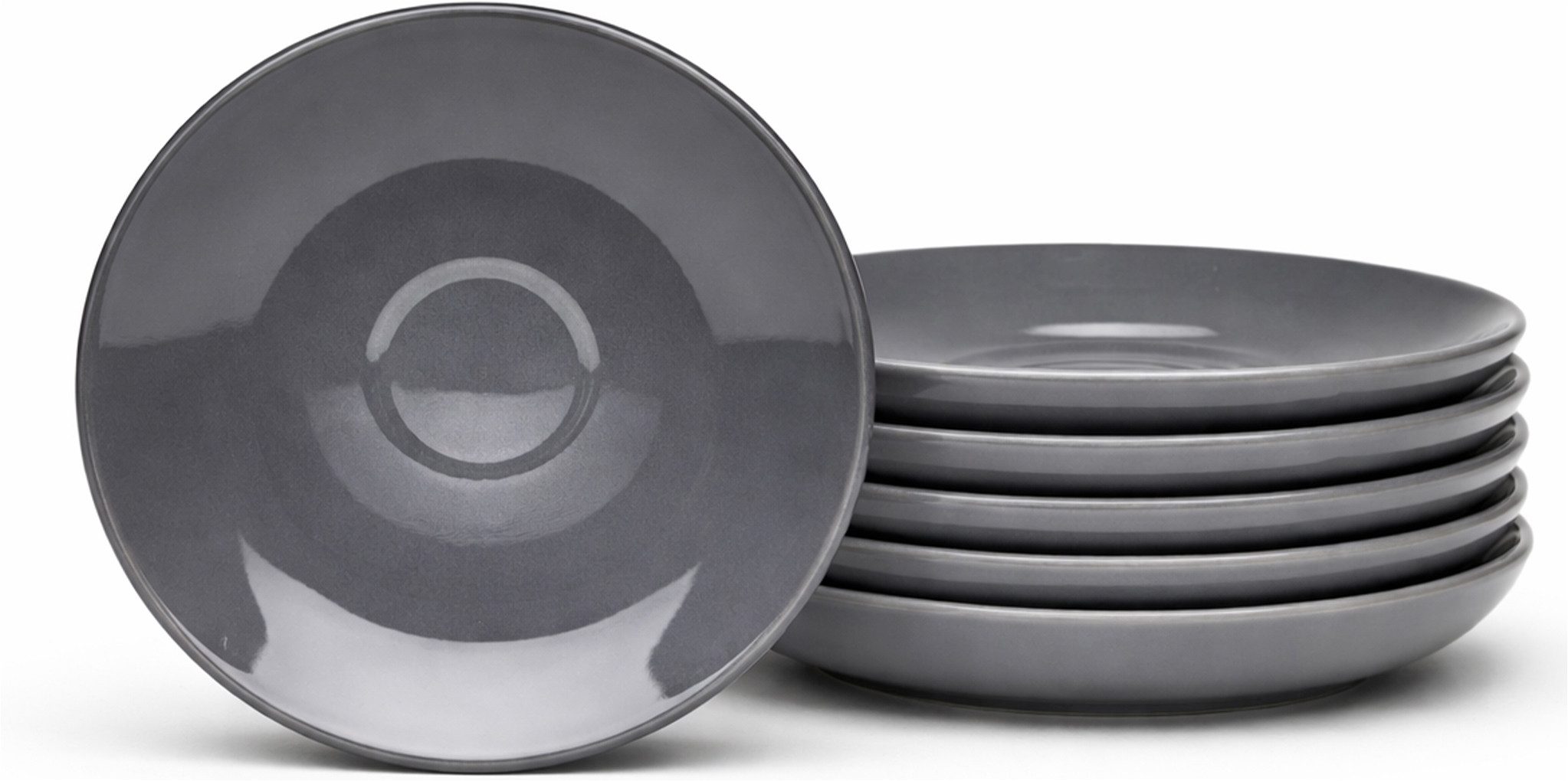 van Well Untertasse Malmö Kaffee-Untertasse 14,5 cm, 6 Stück, (6 St), Teller Set, Steingut, spülmaschinen-/mikrowellengeeignet