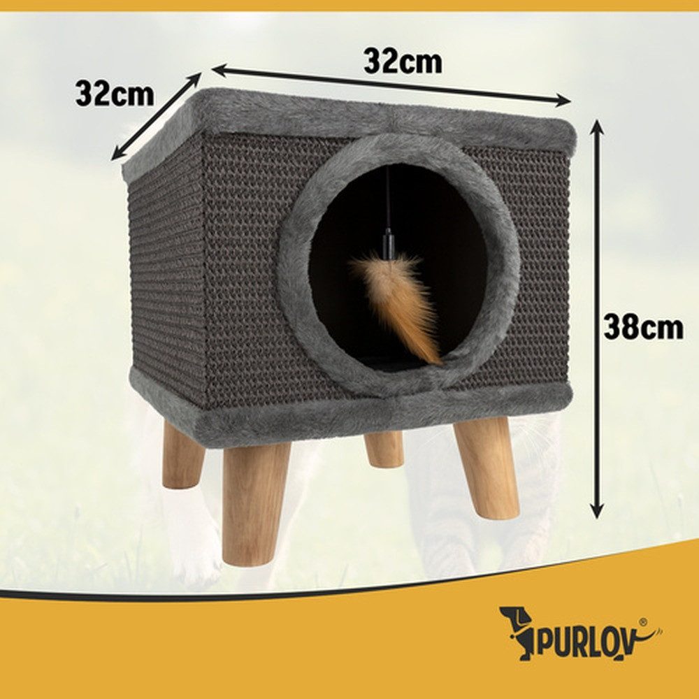 Purlov Katzenhaus Katzenbett Katzenkratzbaum Höhle, keine scharfen Kanten, sorgfältige Verarbeitung