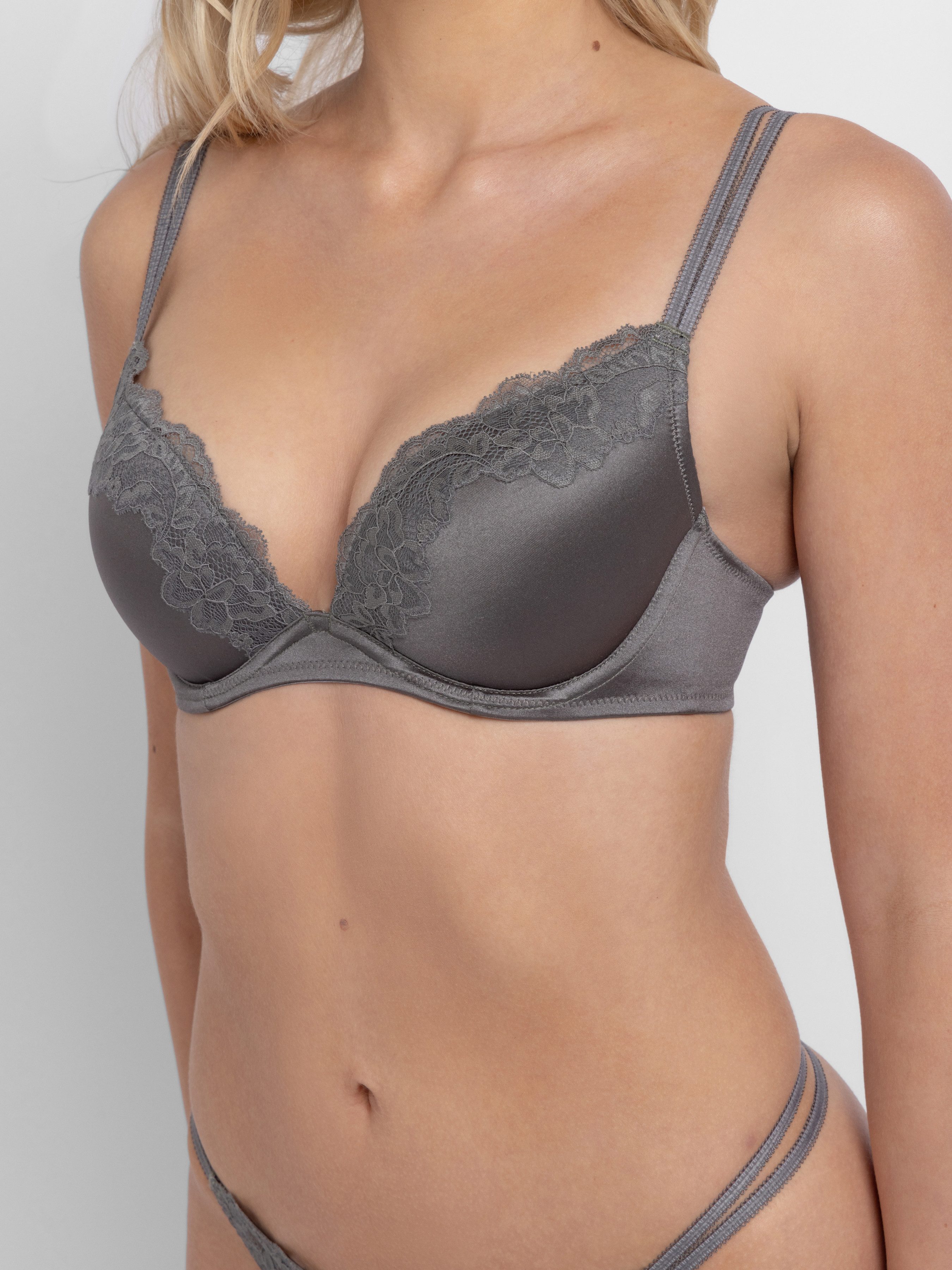 Dorina Push-up-BH Origins Shiny Micro (2er Pack) vorgeformte Cups, Spitzendetails, Doppelträger vorn – Bild 3 von 5